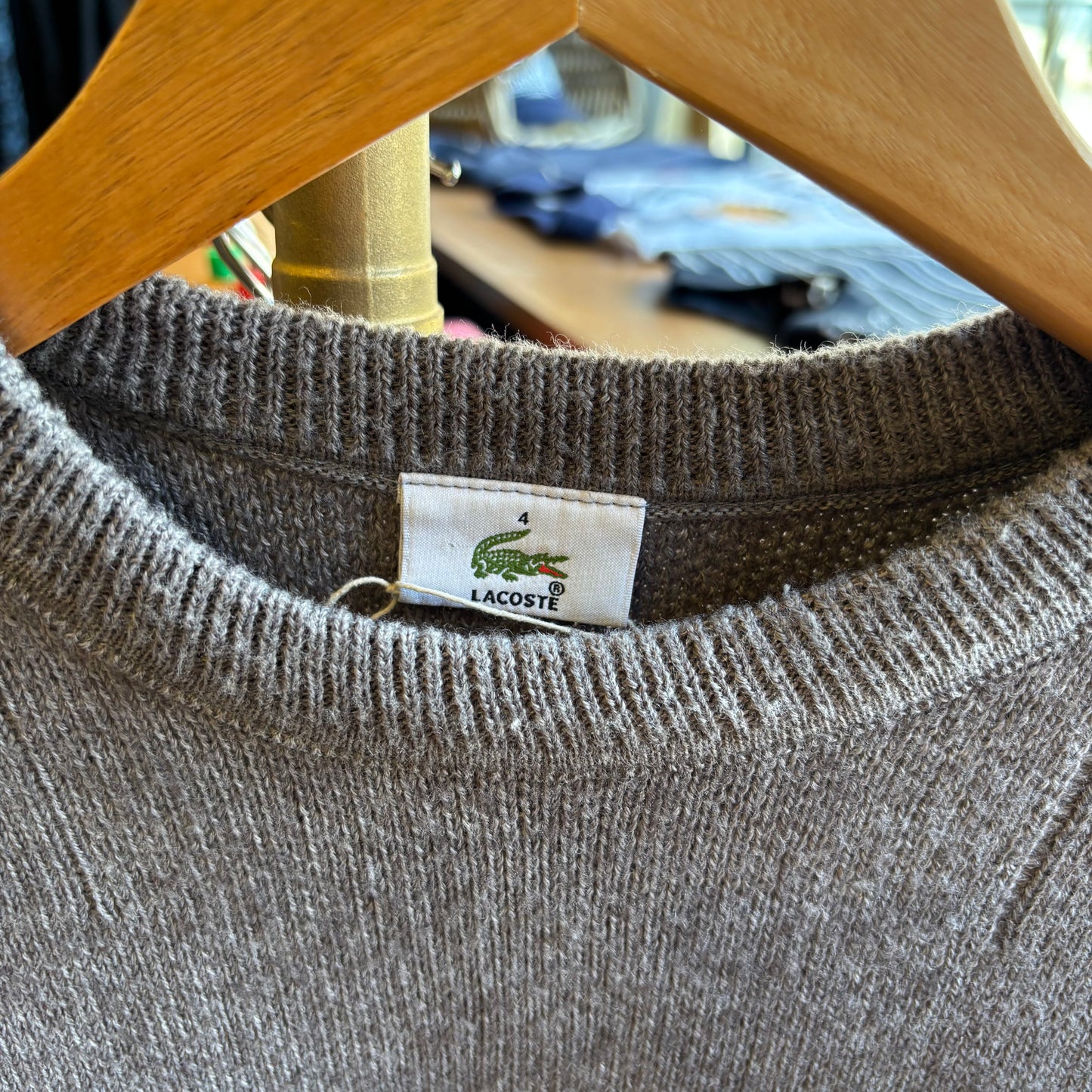 Lacoste Pullover Stripe Knit Jumper Grey (Large)