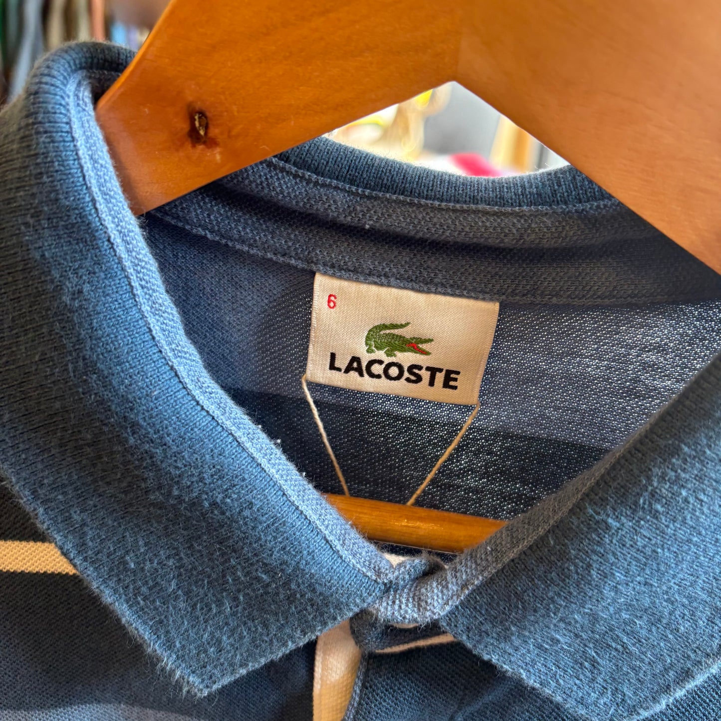 Lacoste Stripe Polo Shirt Blue (XL)