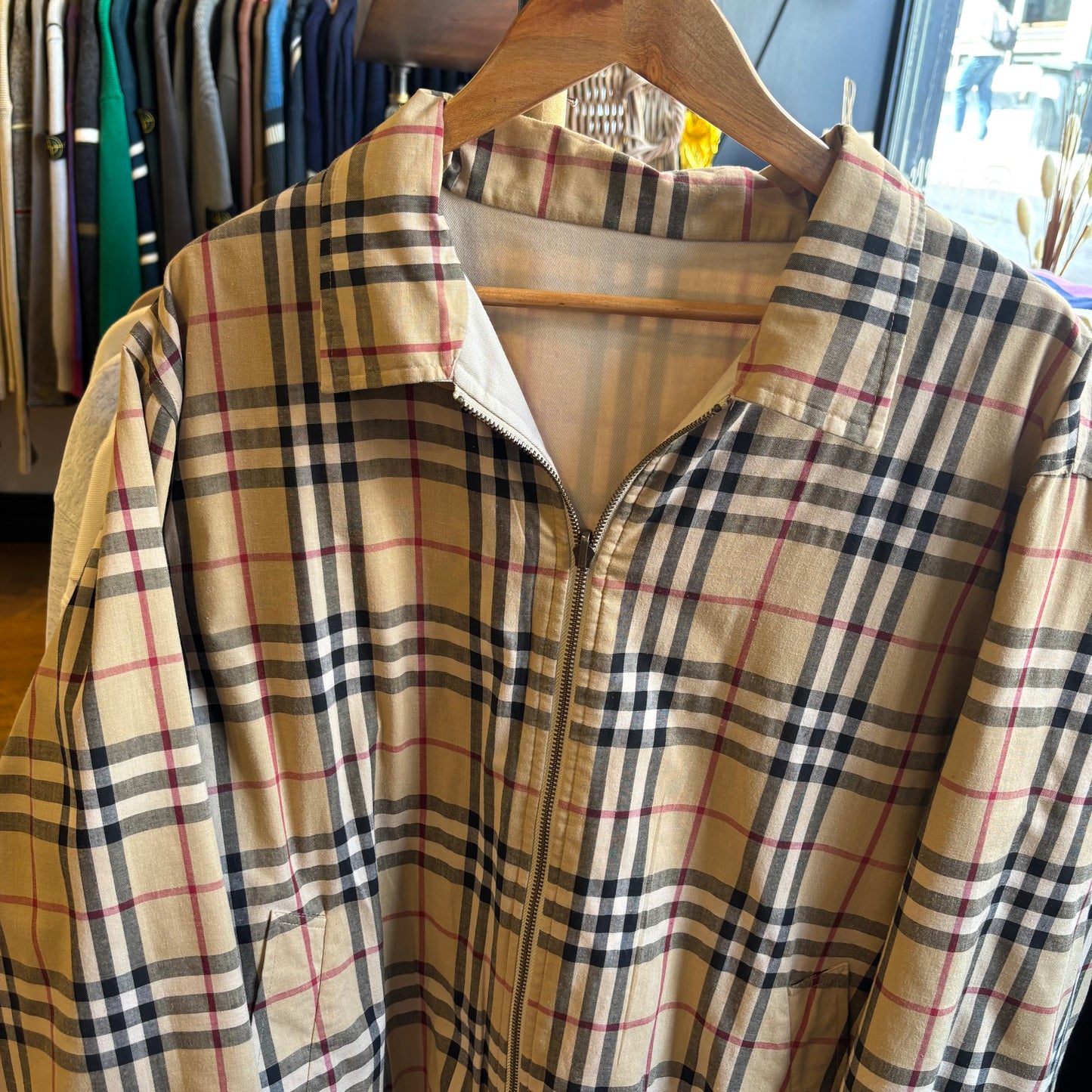 Burberry London Reversible Nova Check Harrington Jacket Cream (XXL)