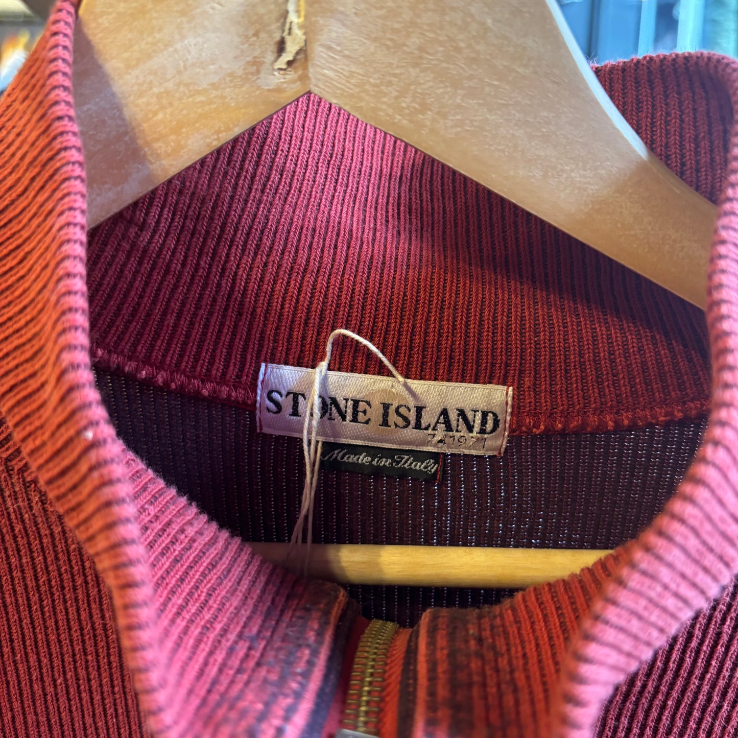 Stone Island 2000's Quarter Zip Jumper Red (XXL)