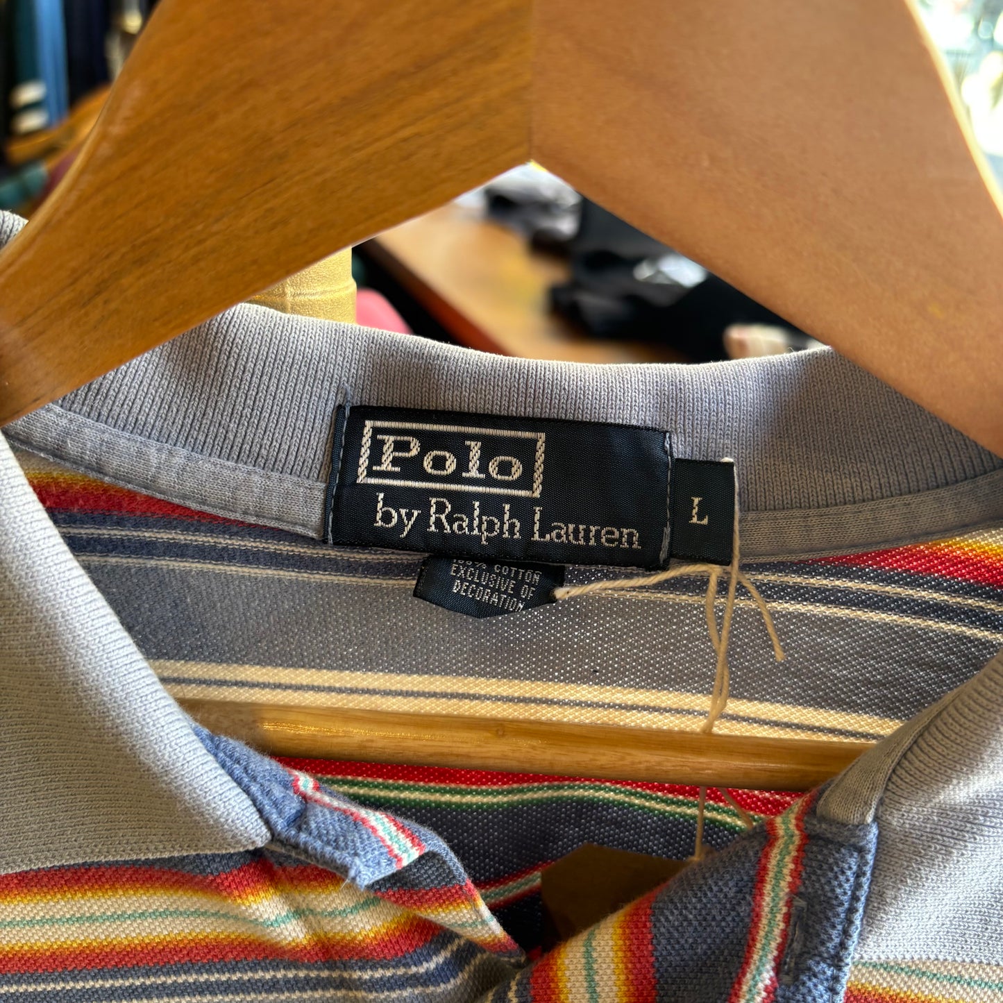 Ralph Lauren Multi Stripe Polo Shirt Blue (Large)