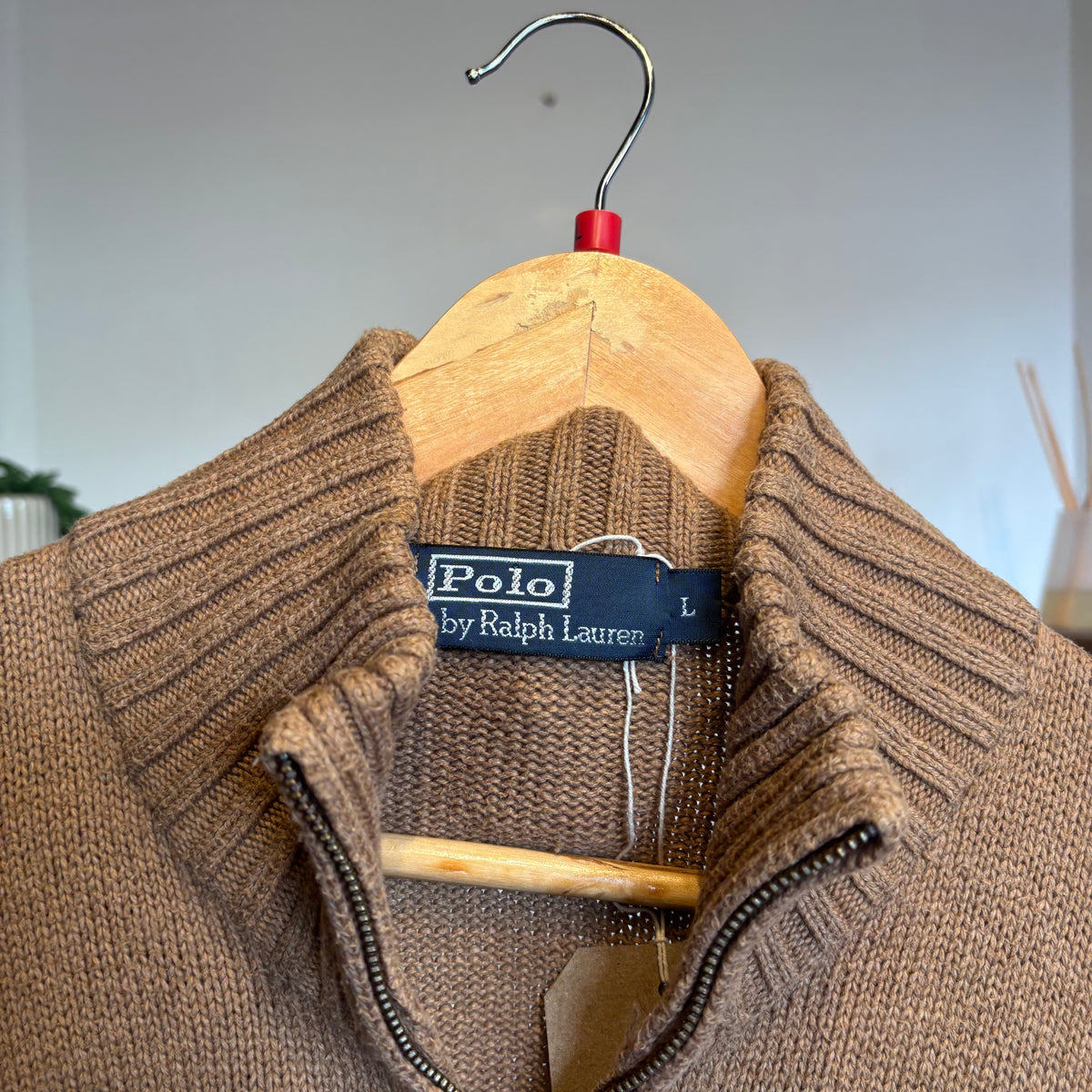 Ralph Lauren Full Zip Knit Jumper Beige (Large)
