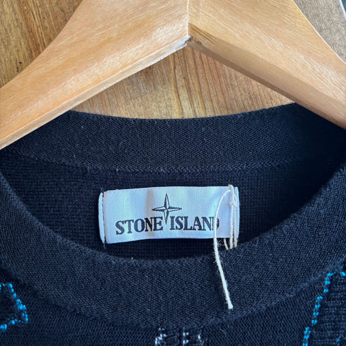 Stone Island Intarsia Cotton Sweater Black (Small)