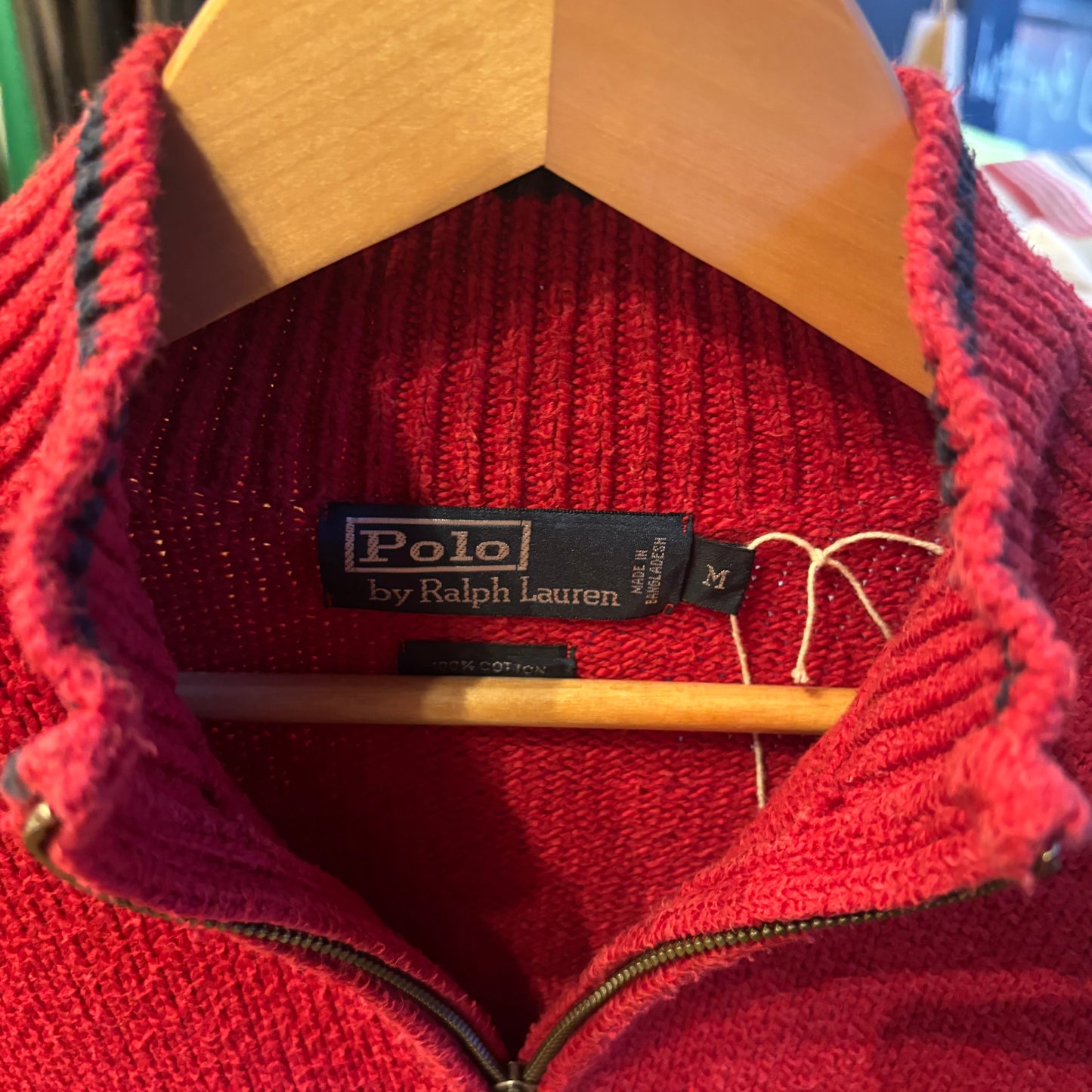 Ralph Lauren Quarter Zip Knit Jumper Red (Medium)