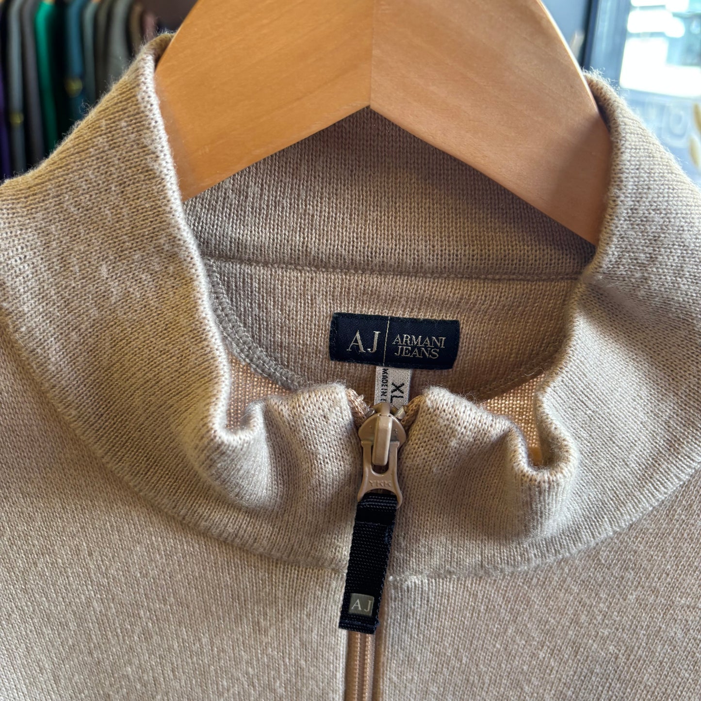 Armani Jeans Full Zip Knit Jumper Cream (XL)
