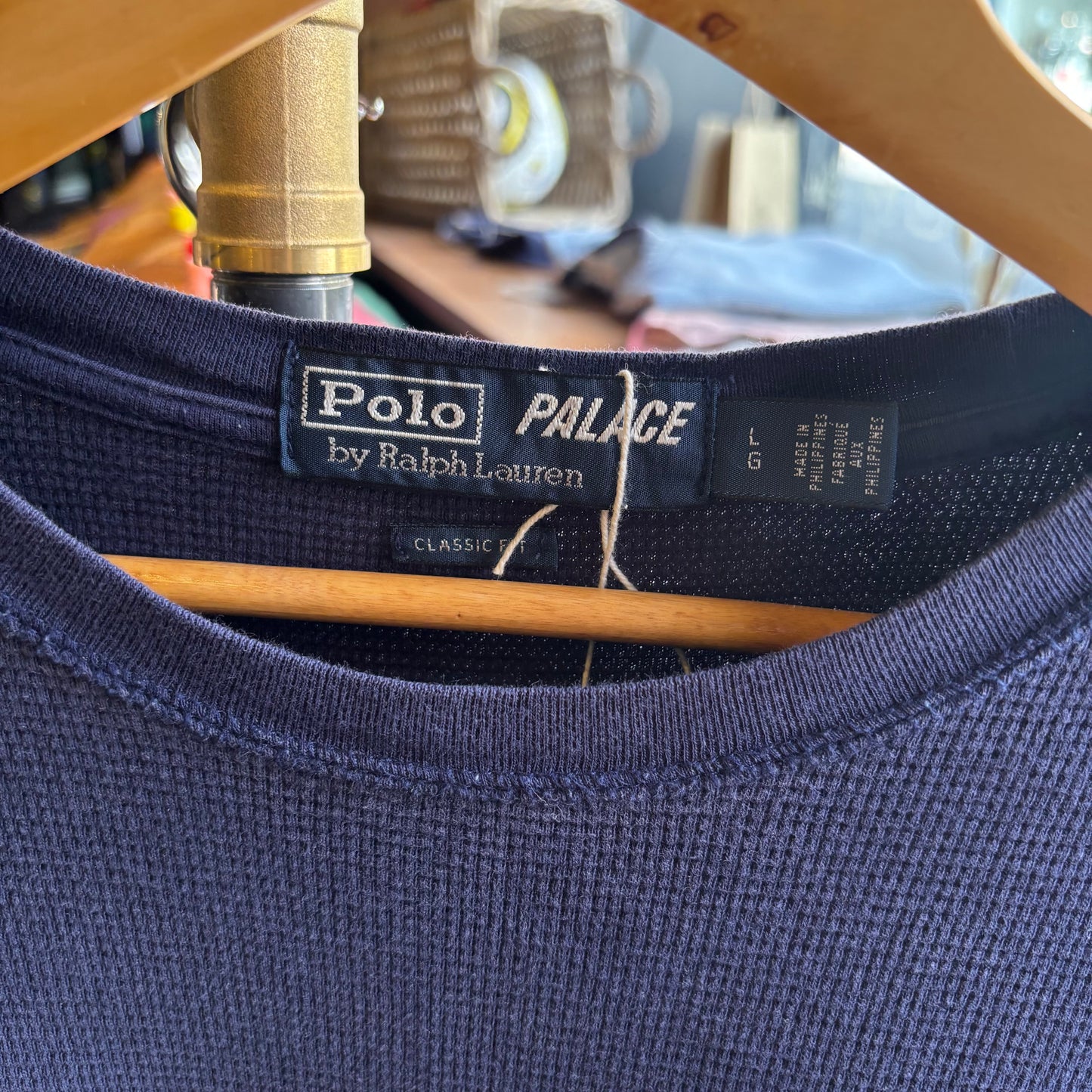 Palace Ralph Lauren FW18 Waffle Pocket T-Shirt Navy (Large)
