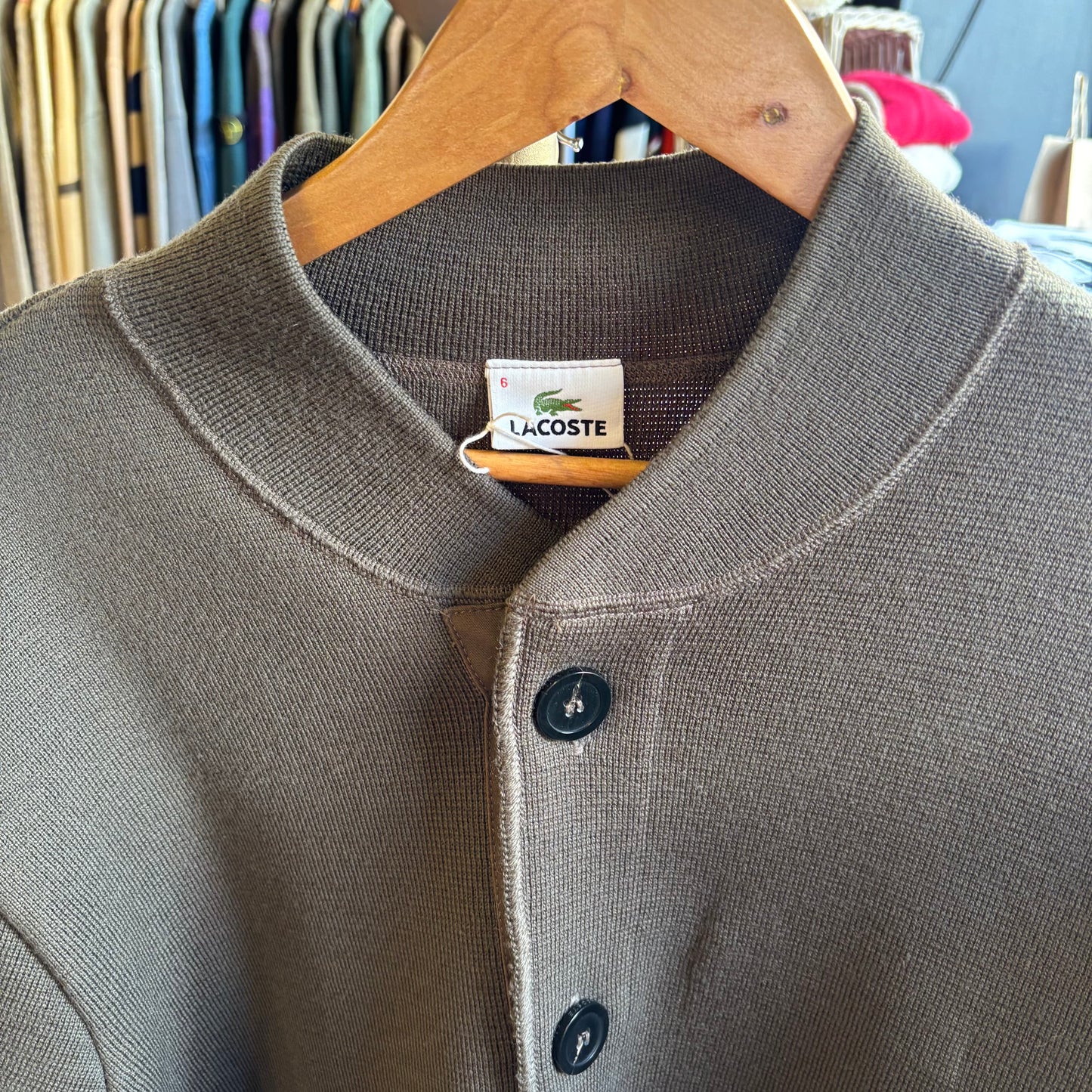 Lacoste Button Up Cardigan Knit Jumper Green (XL)