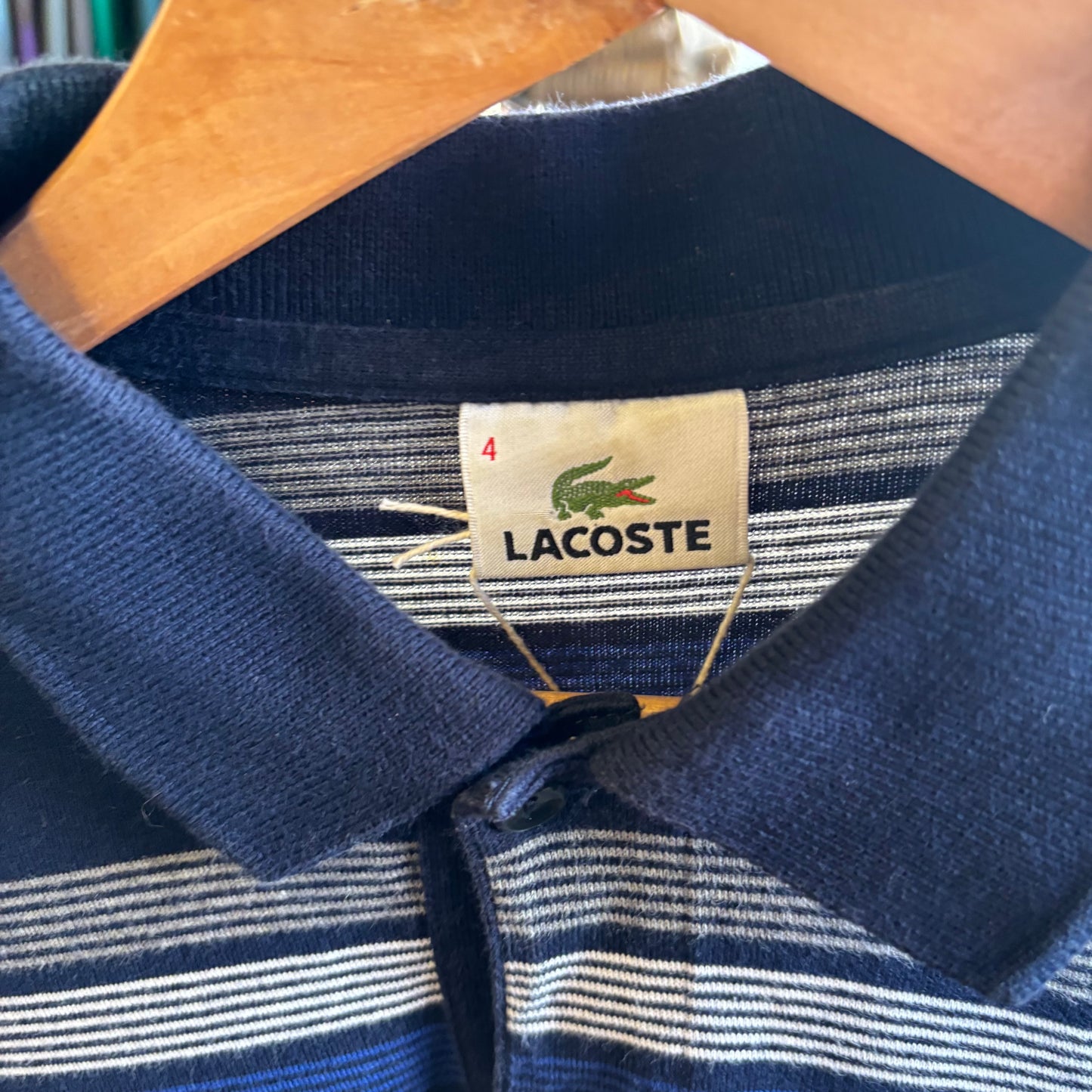Lacoste Striped Longsleeve Polo Shirt Blue (Medium)