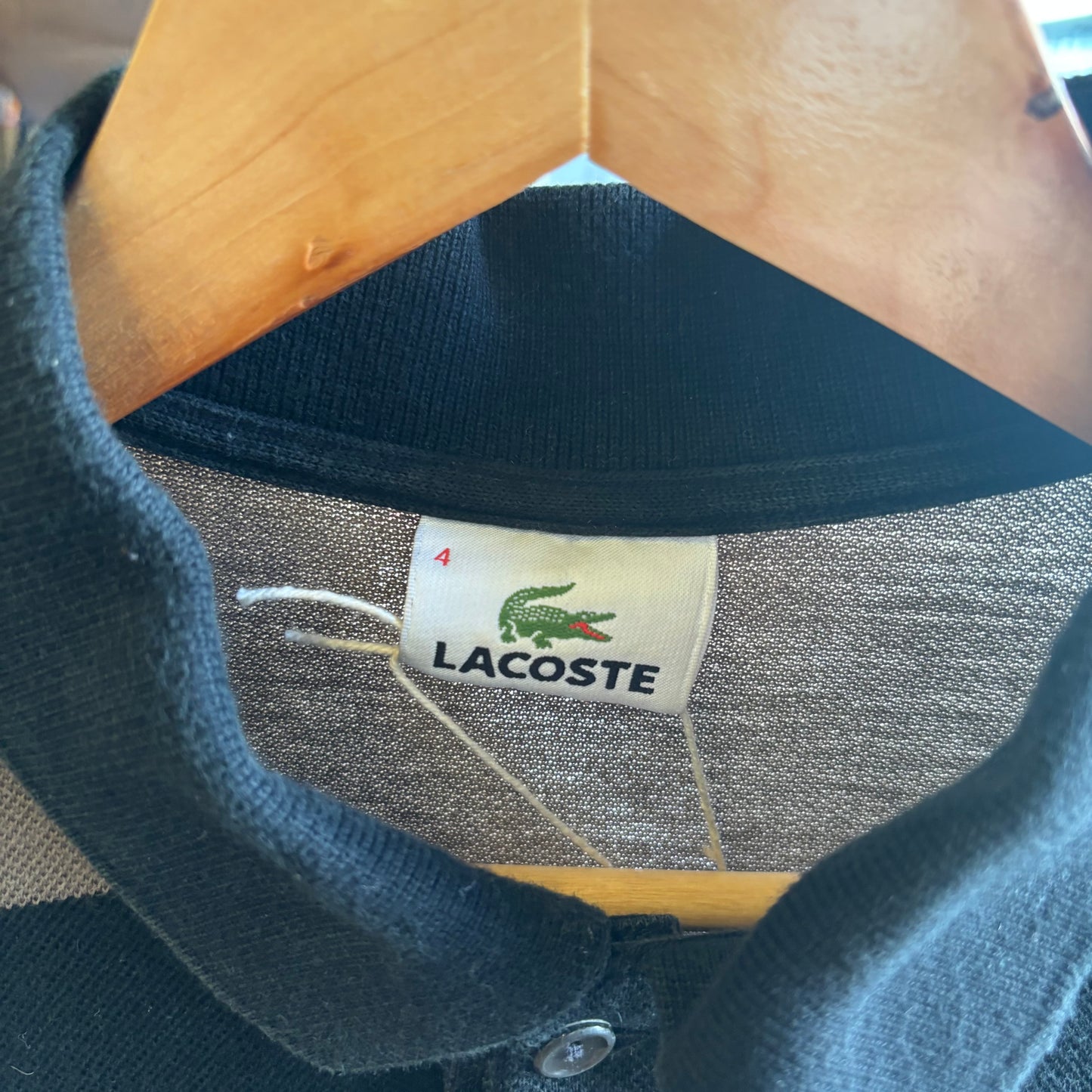 Lacoste Stripe Longsleeve Polo Shirt Black/ Grey (Medium)