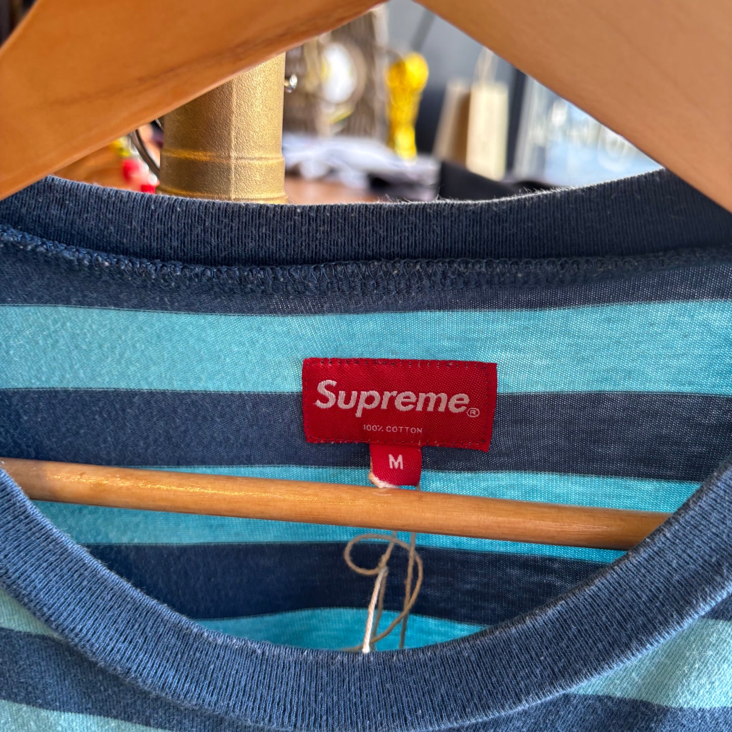 Supreme SS18 Bar Stripe T-Shirt Blue (Medium)