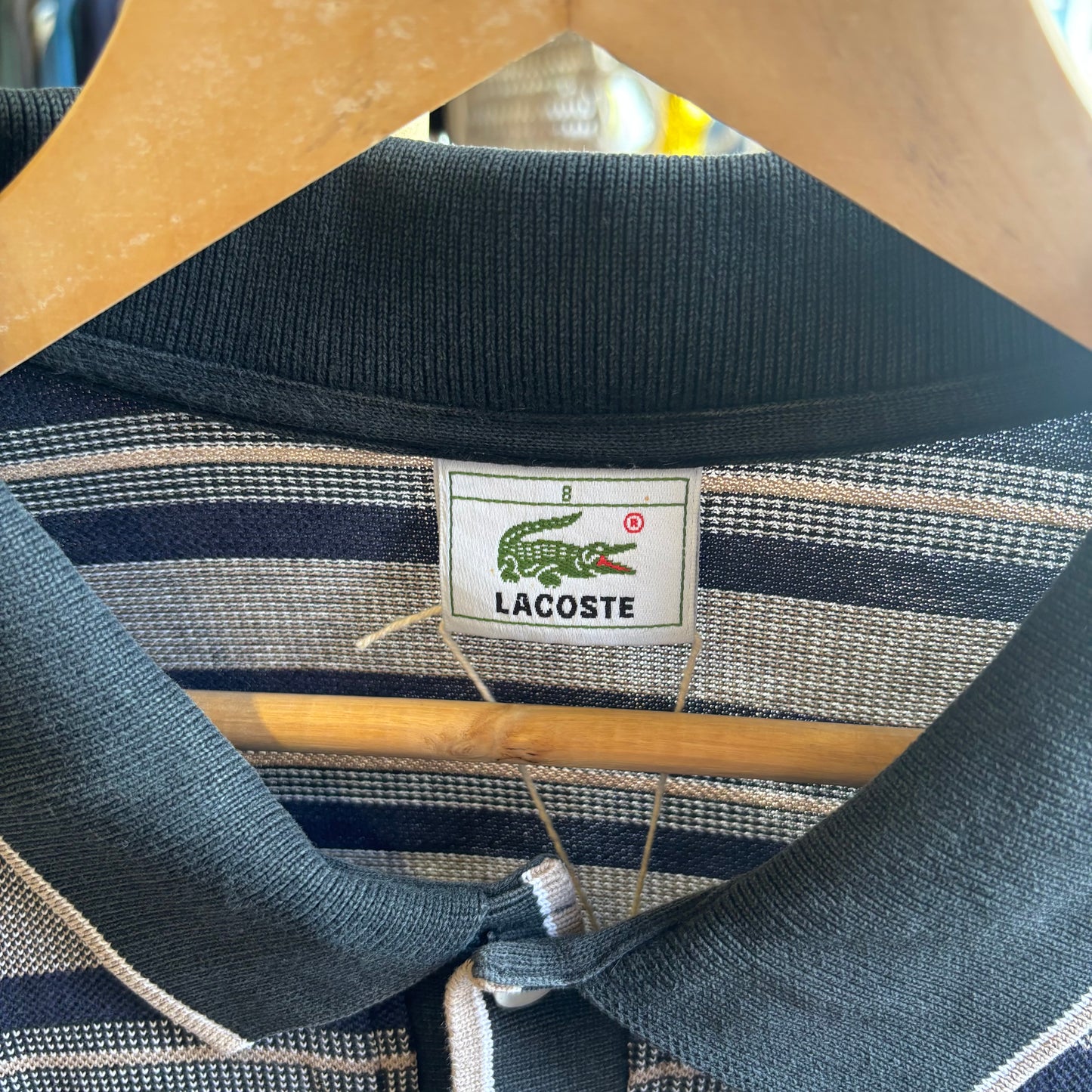 Lacoste Stripe Longsleeve Polo Shirt Navy (XL)
