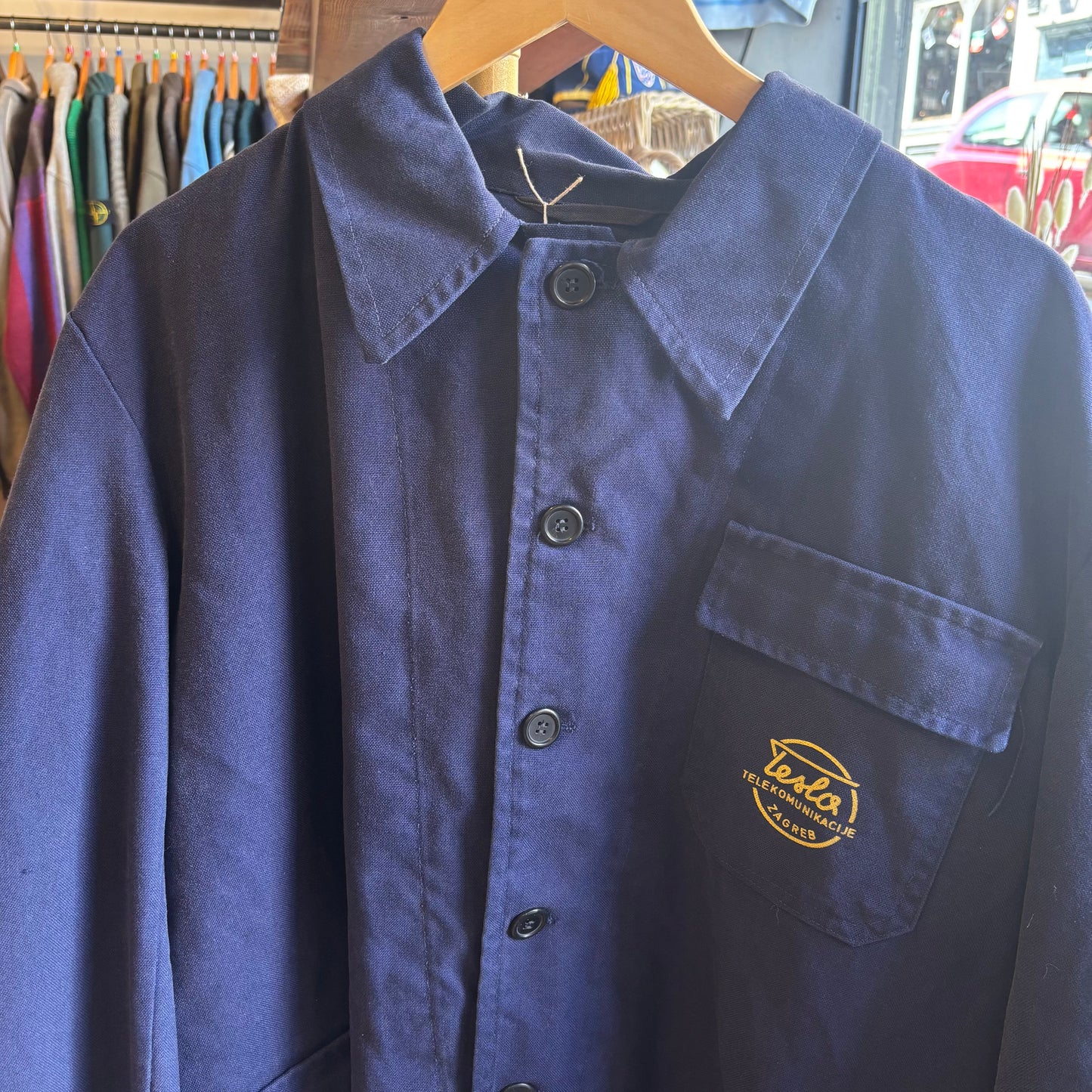 Vintage Tesla French Chore Jacket Blue (Large)