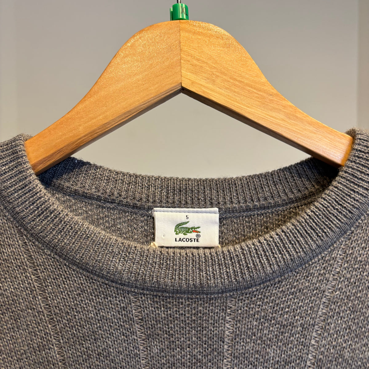 Lacoste Stripe Pullover Knit Jumper Grey (Large)