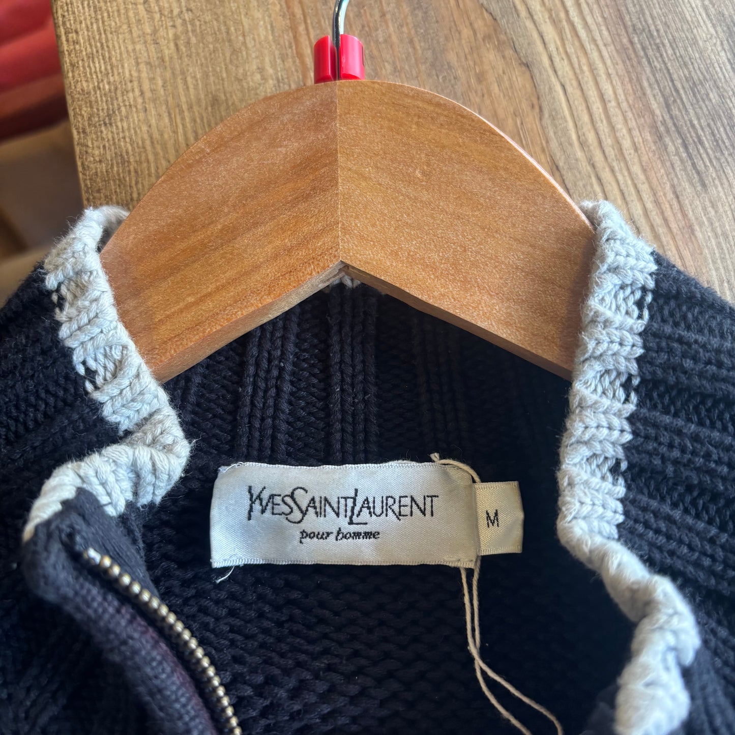 Yves Saint Laurent Full Zip Knit Jumper Black (Large)