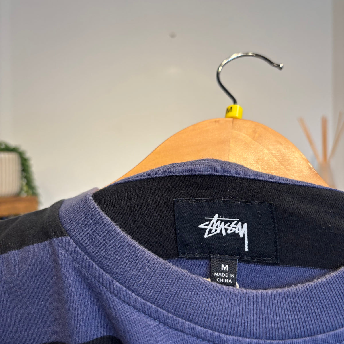 Stussy Classic Stripe Crew T-Shirt Blue/ Black (Medium)
