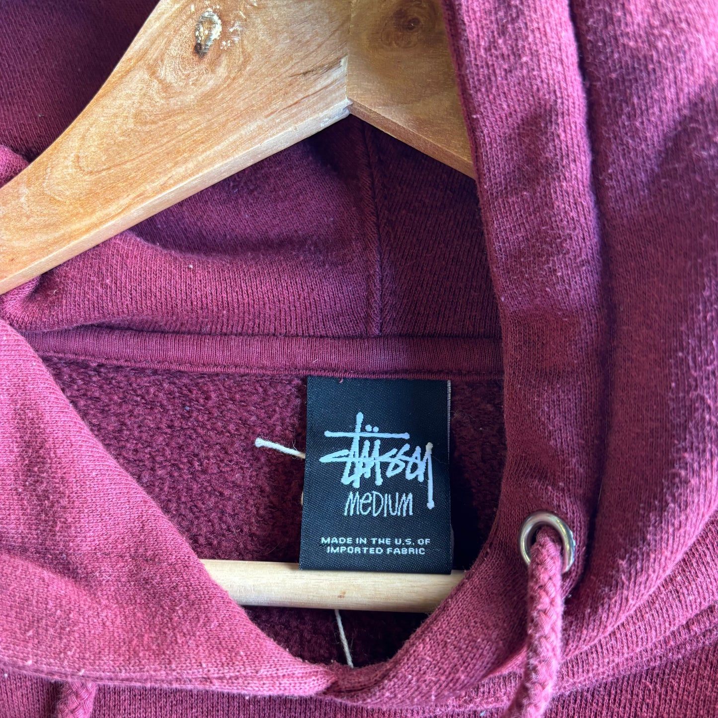 Stussy 2000's Spellout Oversized Hoodie Burgundy (Medium)