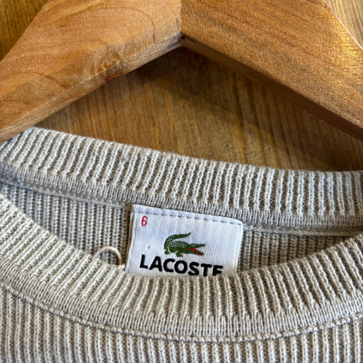 Lacoste Oversized Pullover Knit Jumper Cream (XL)