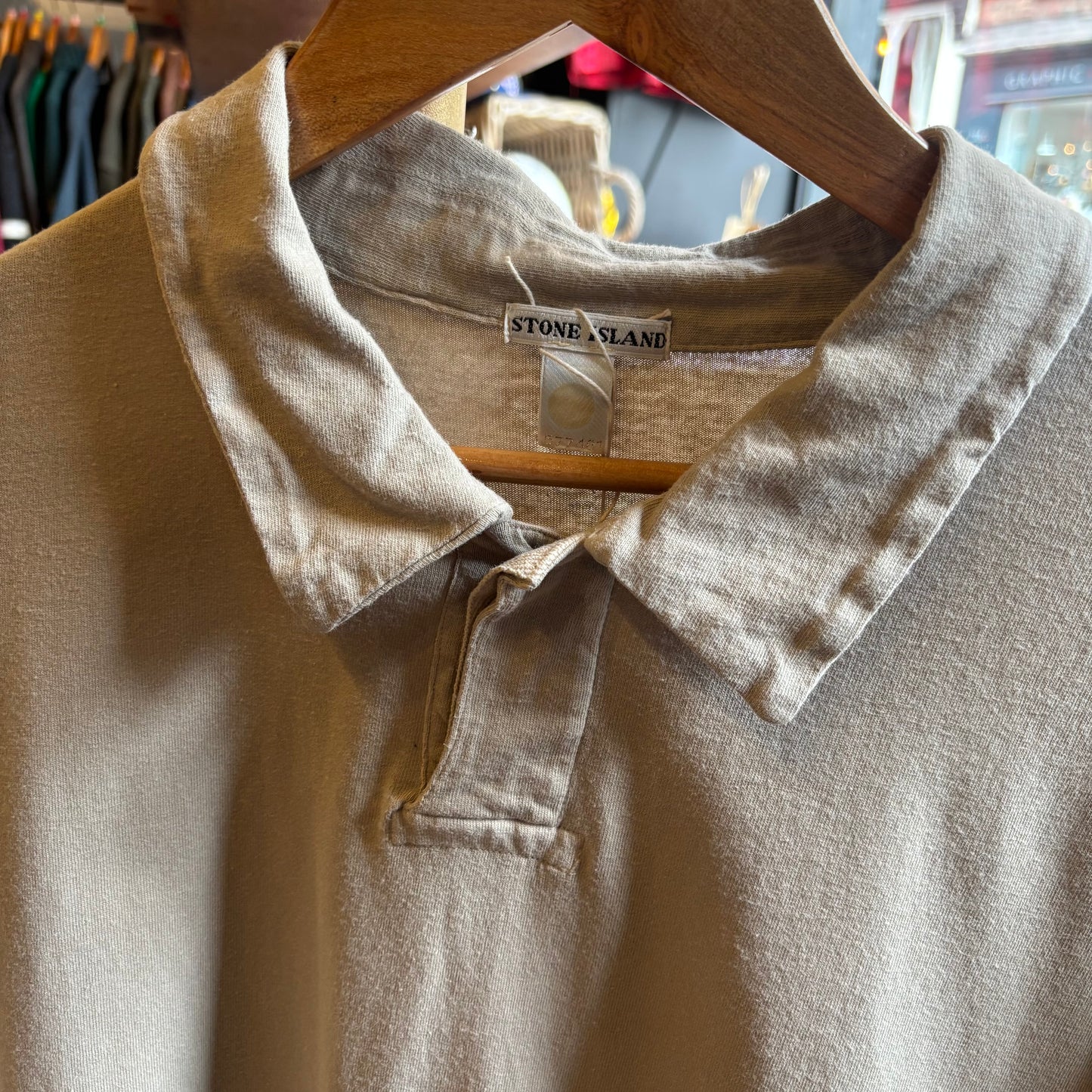 Stone Island S/S Compass Shoulder Logo Polo Shirt Beige (XXL)