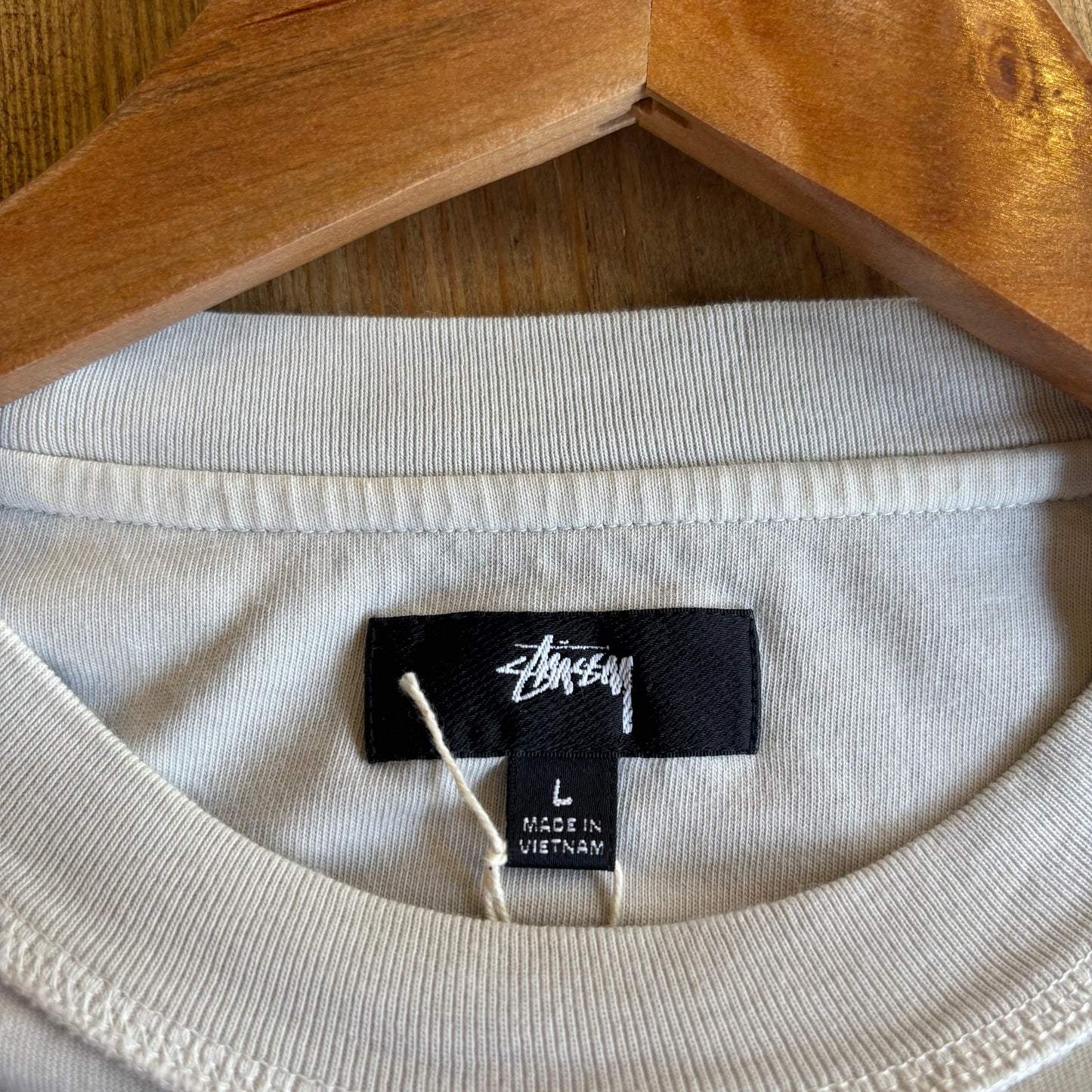 Stussy Lazy Reverse Stitch T-Shirt Off White (Large)