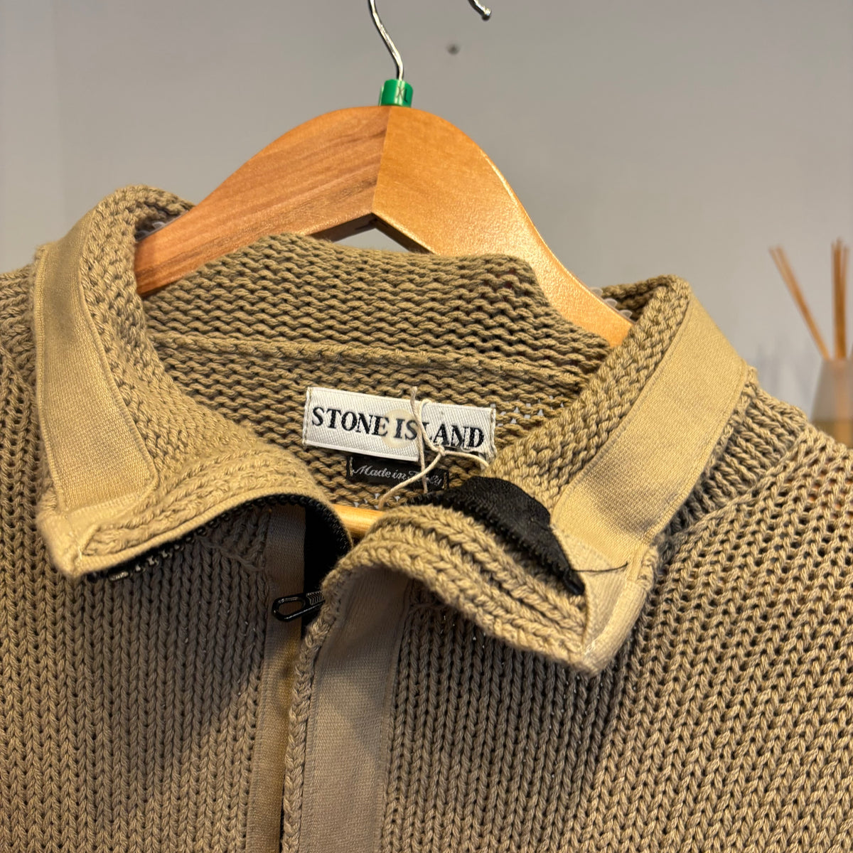 Stone Island S/S 2002 Quarter Zip Knit Jumper Beige (XL)