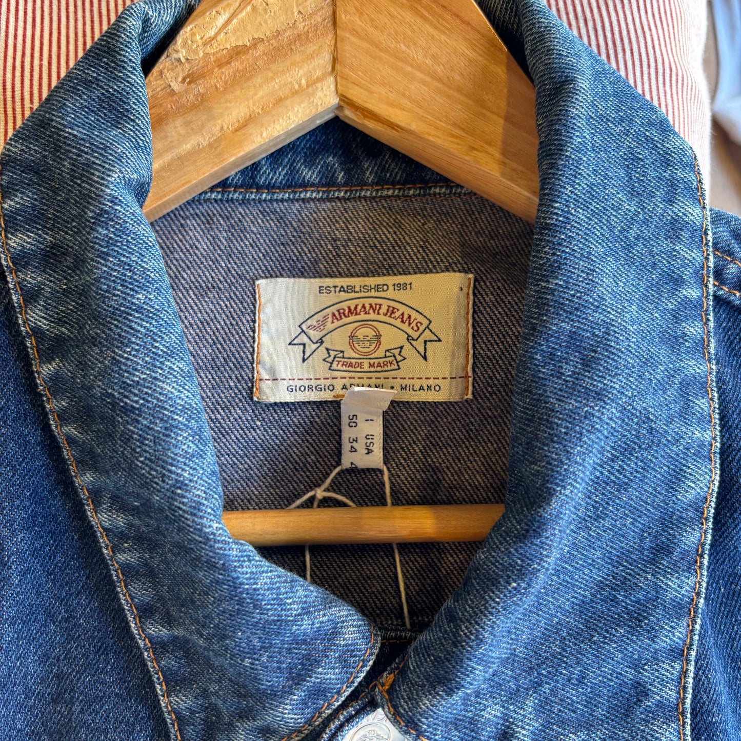 Armani Jeans 90s Button Up Denim Jacket Navy (Medium)