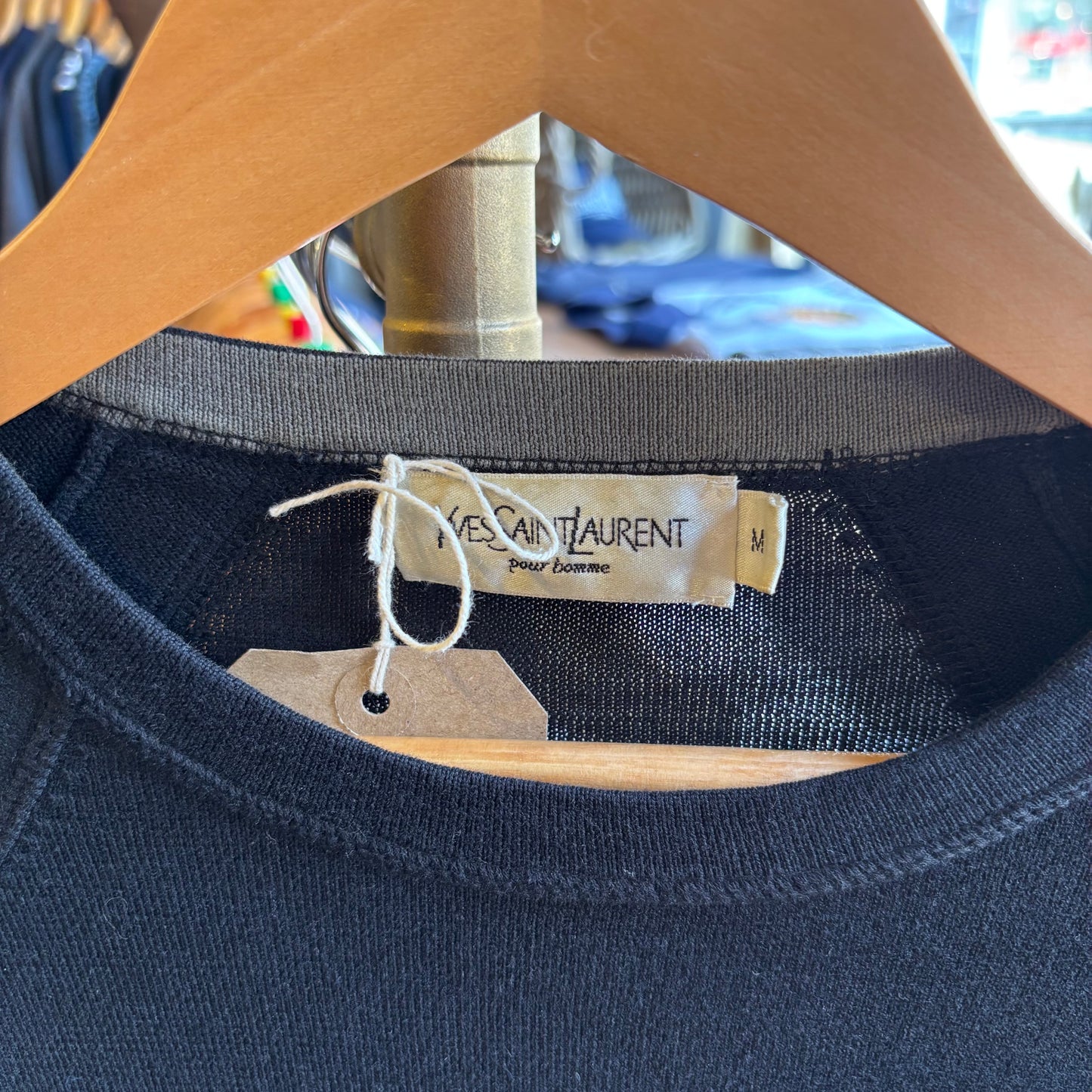 Yves Saint Laurent Thin Logo Knit Jumper Black (Large)