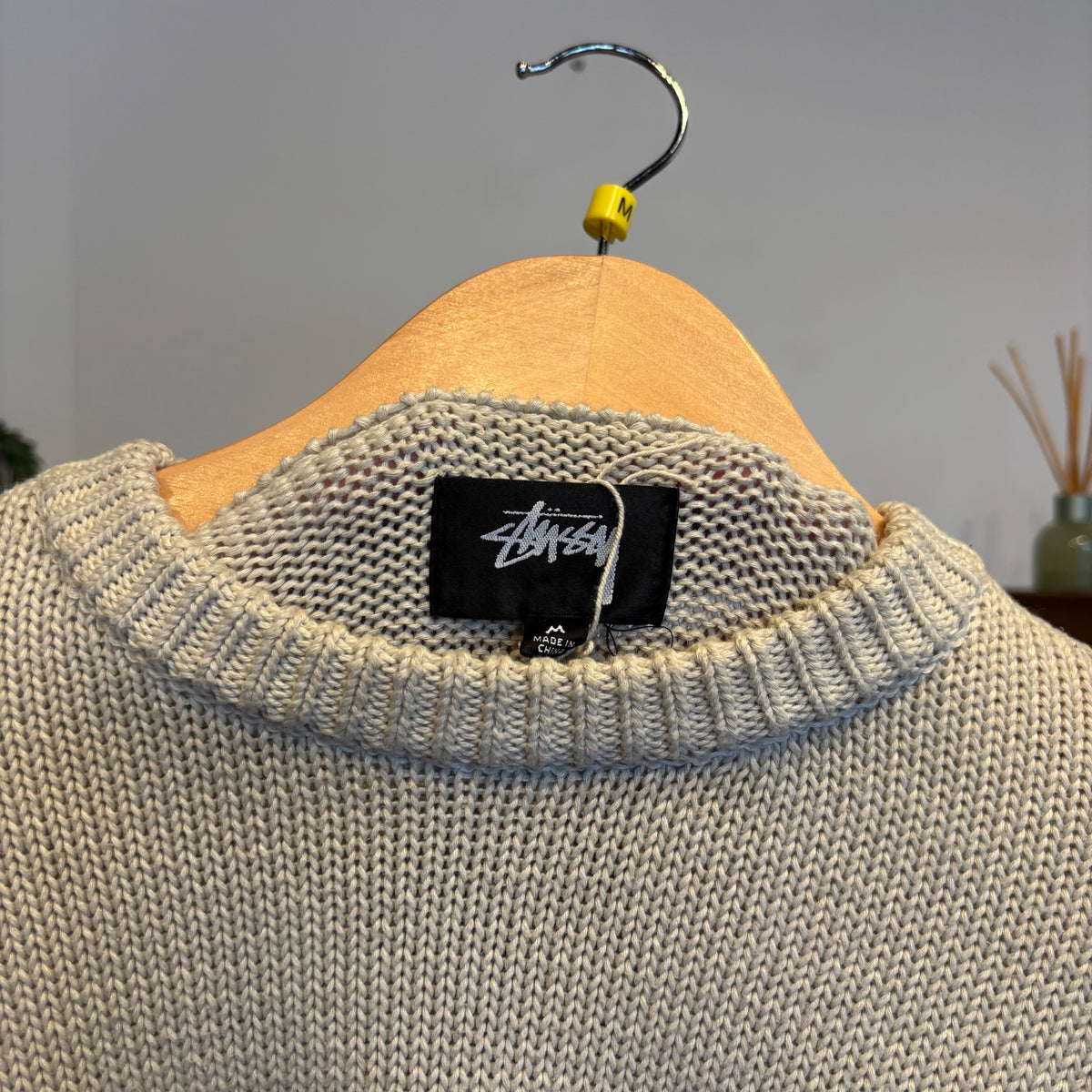 Stussy Surfman Icon Knit Sweater Cream (Medium)