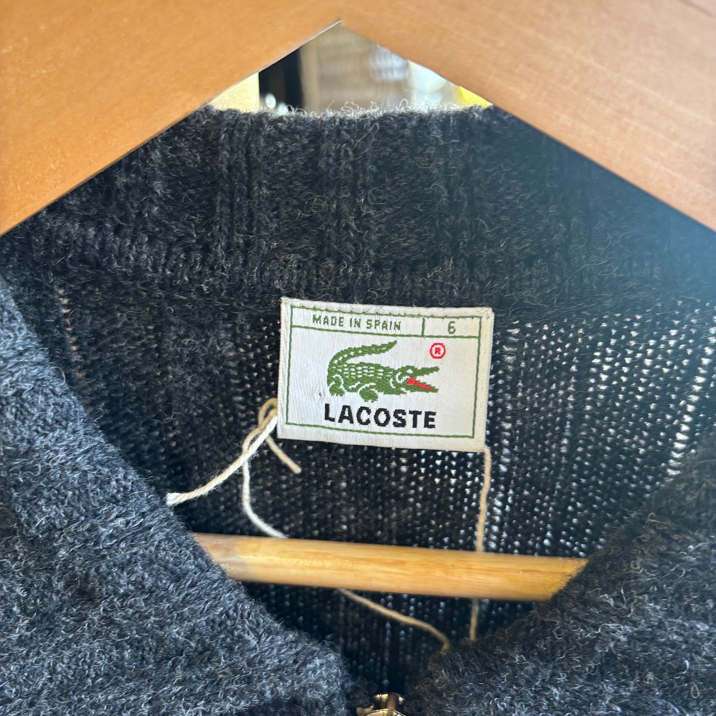 Lacoste Full Zip Stripe Knit Jumper Grey (Large)