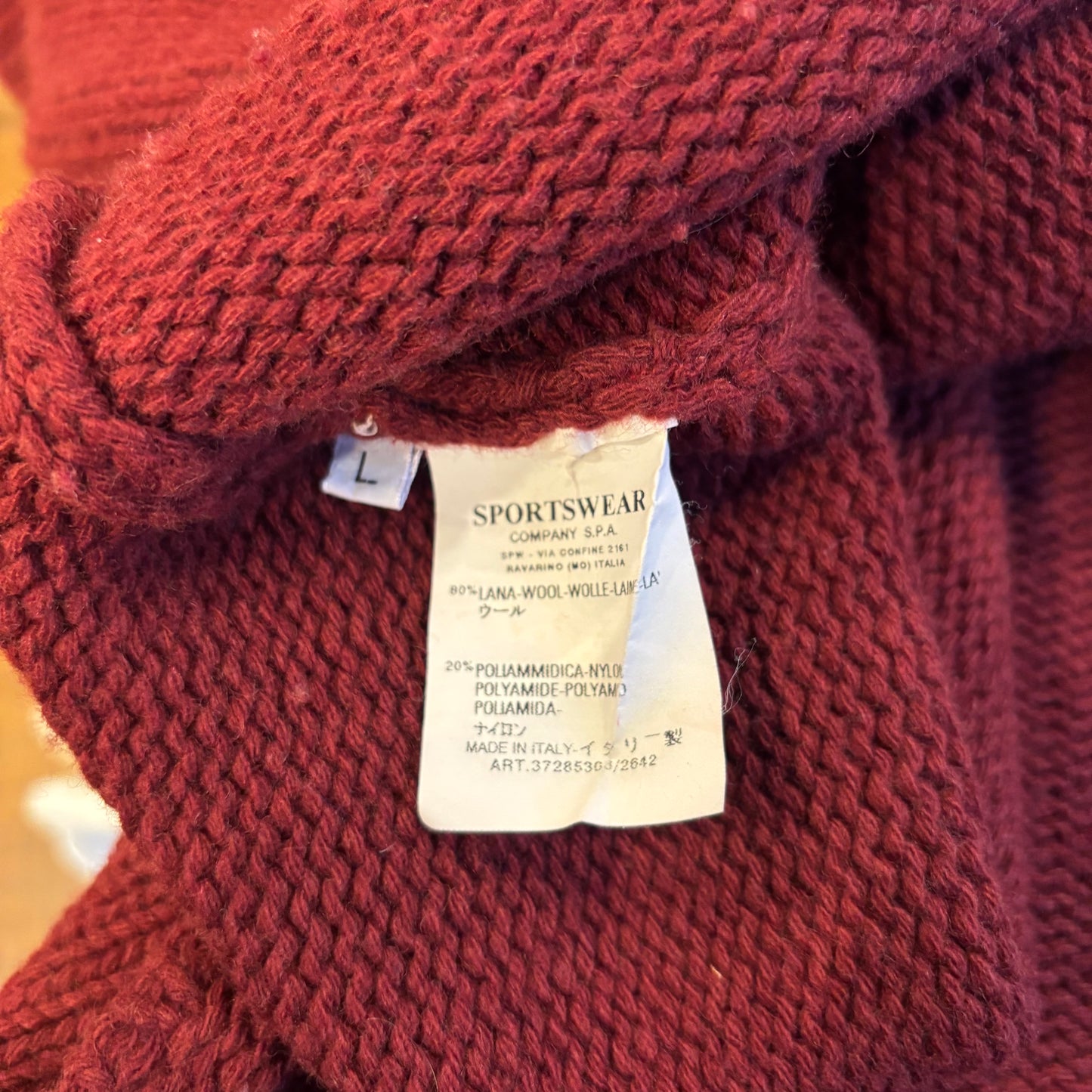 Stone Island AW02 Green Edge Chunky Pullover Knit Red (Large)