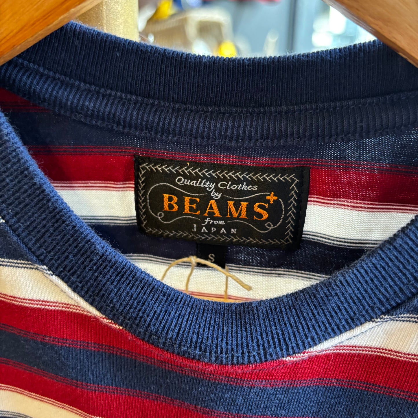 Beams Plus Striped Pocket T-Shirt Blue/ Red (Small)