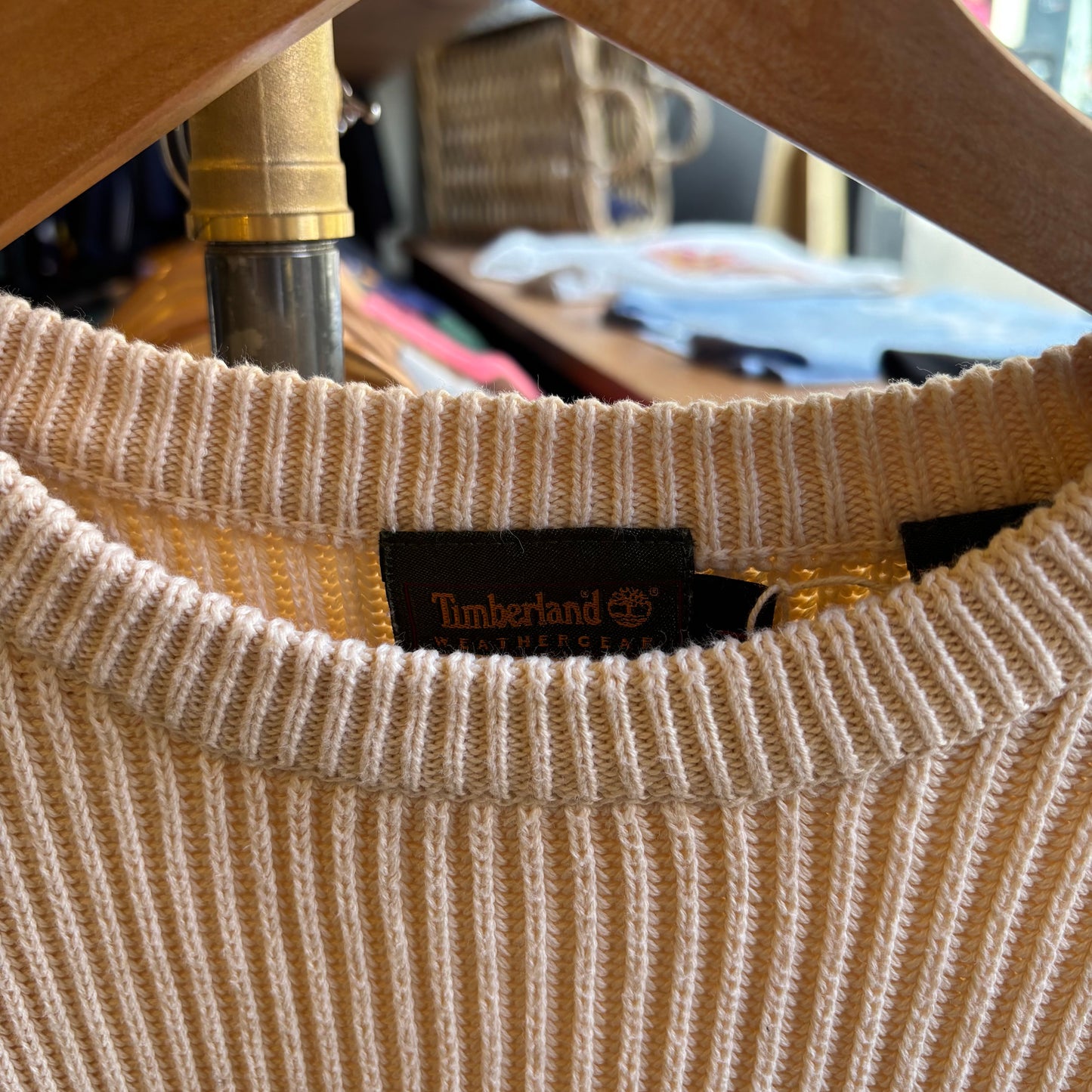 Timberland Ribbed Pullover Knit Jumper Cream (Large)