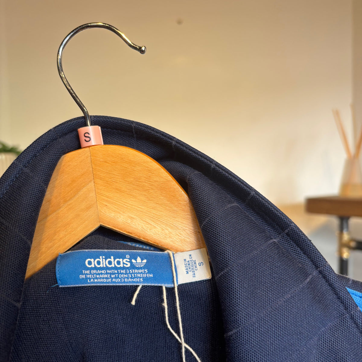 Adidas Pinstripe Zip Track Jacket Navy (Small)