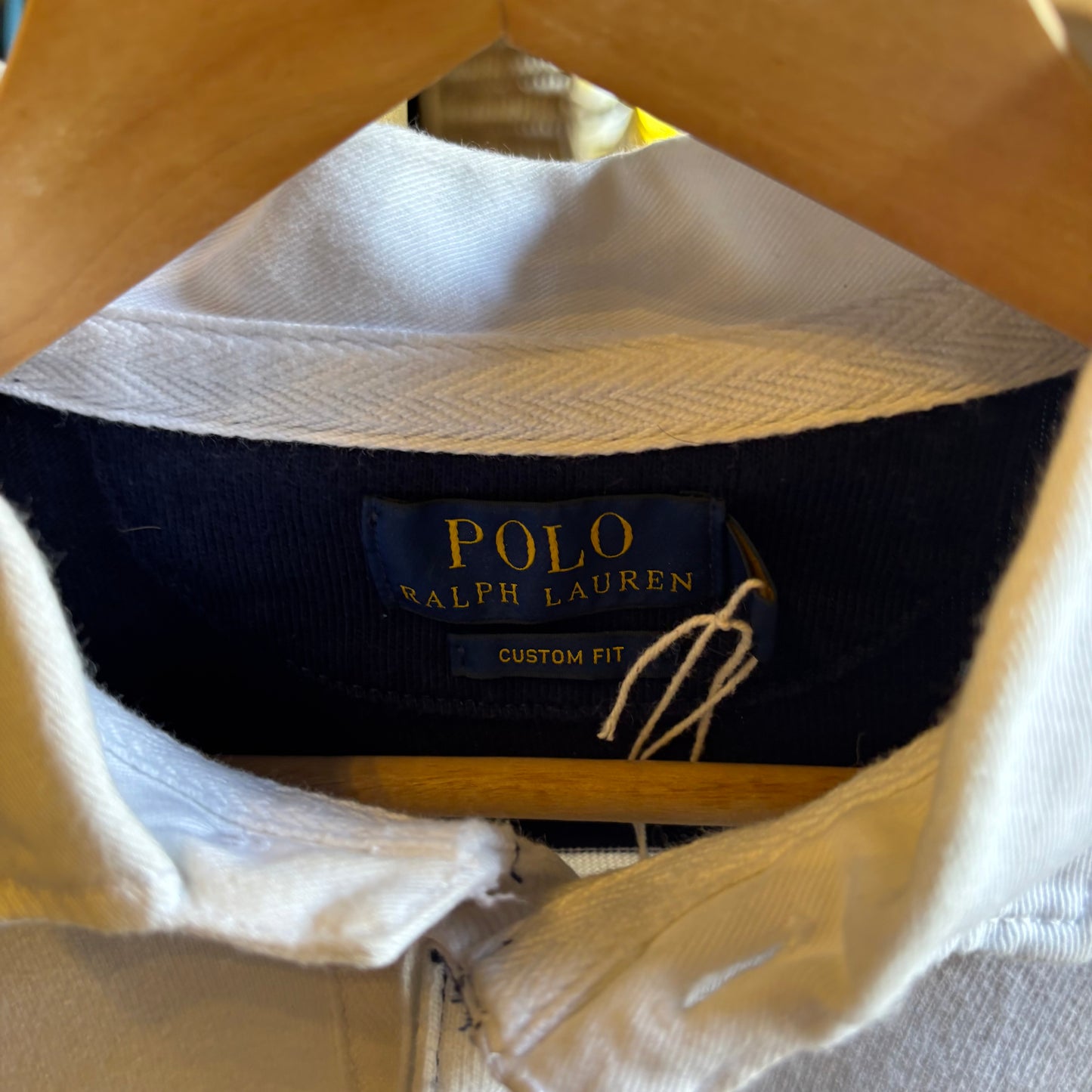 Ralph Lauren Stripe Rugby Polo Shirt White/ Blue (Medium)