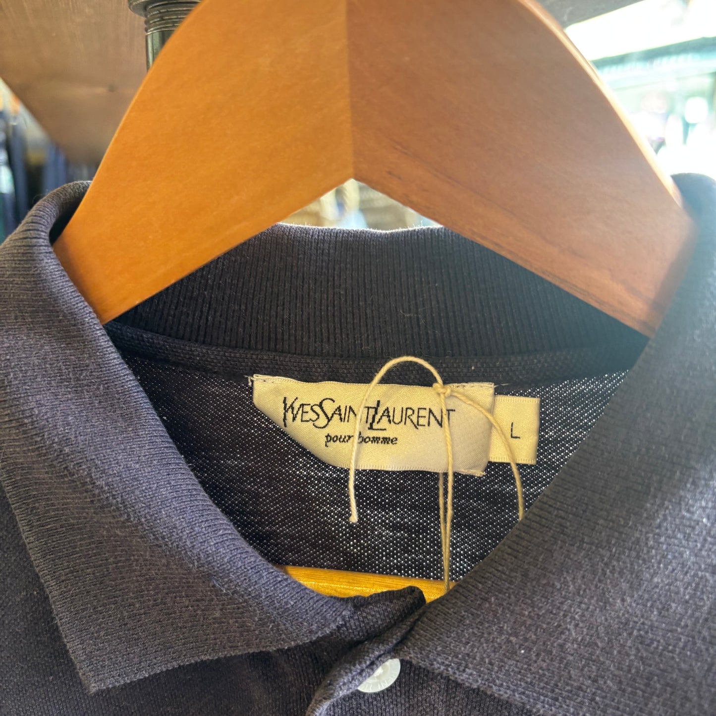 Yves Saint Laurent Colourblock Polo Shirt Navy Blue (Large)