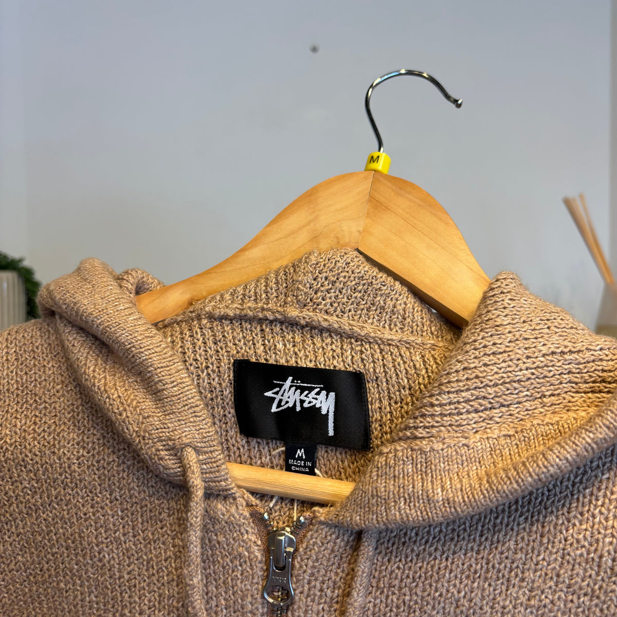 Stussy Hooded Zip Sweater Camel (Medium)