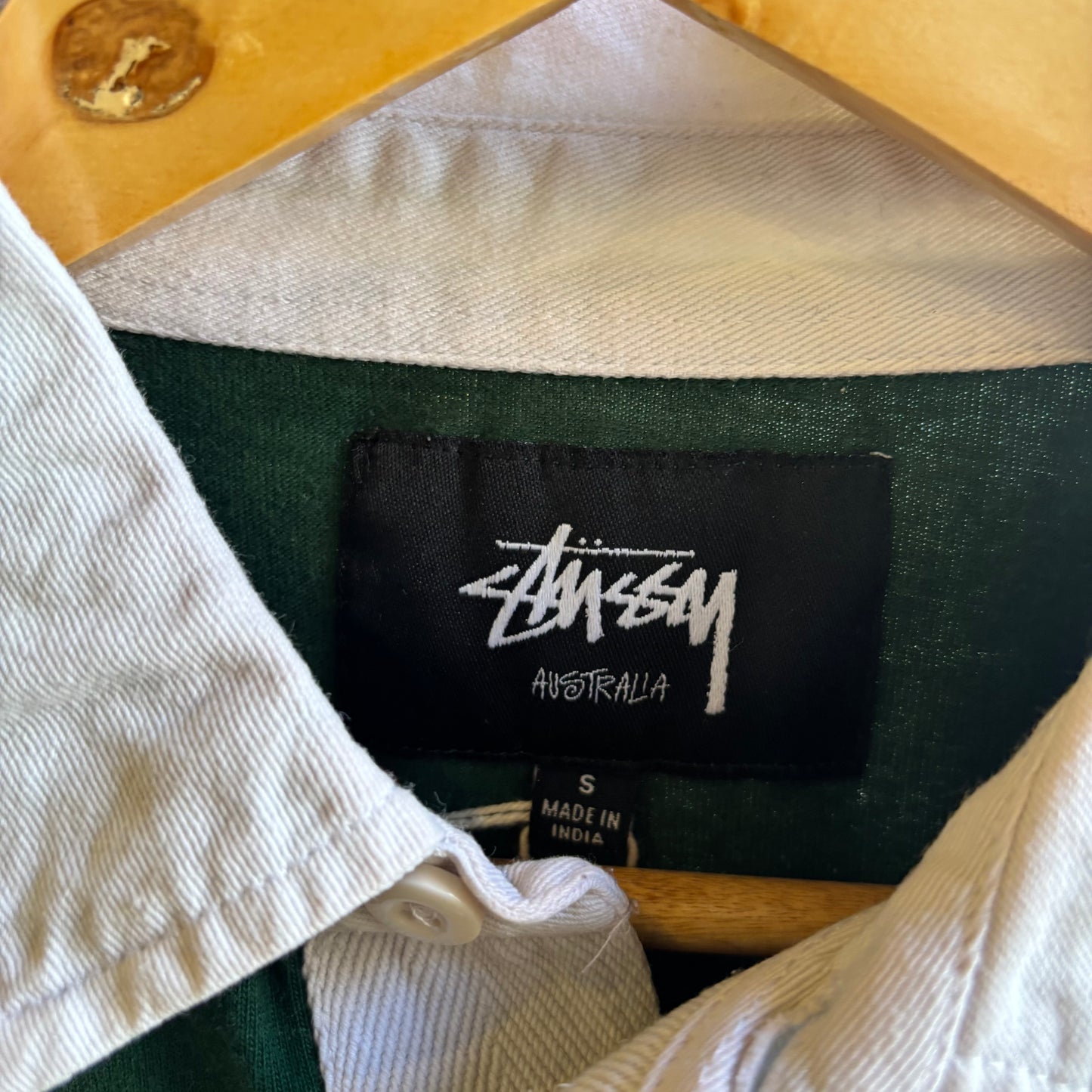 Stussy Longsleeve Rugby Polo Shirt Green (Small)