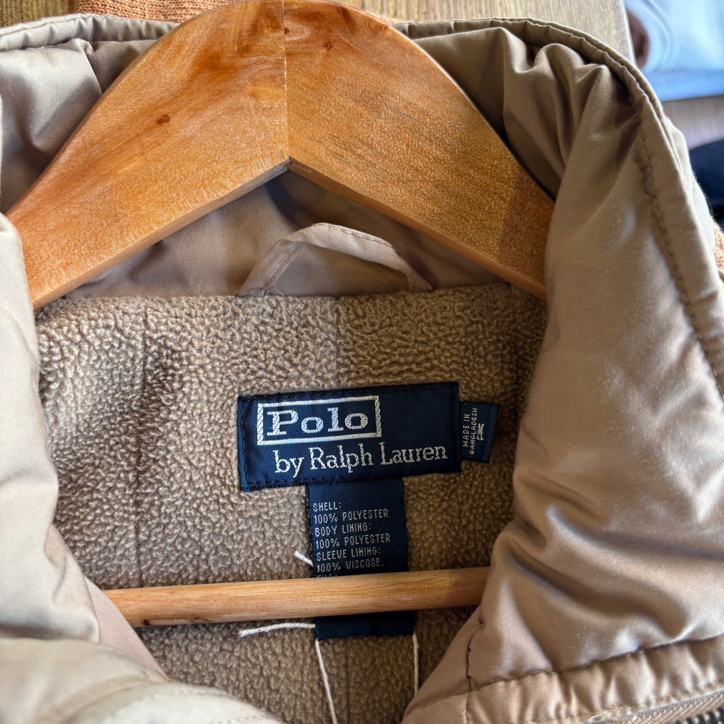 Ralph Lauren Fleece Lined Zip Up Jacket Beige (Medium)