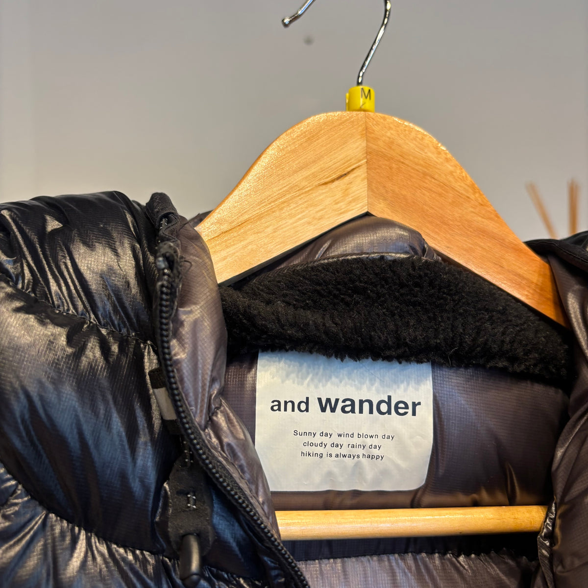 And Wander Diamond Stitch Cut Puffer Jacket Black (Medium)