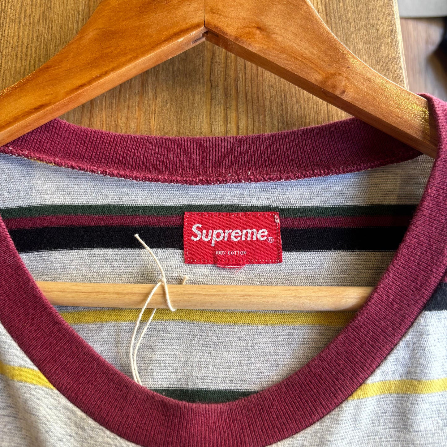 Supreme SS18 Heather Stripe T-Shirt Grey (Large)