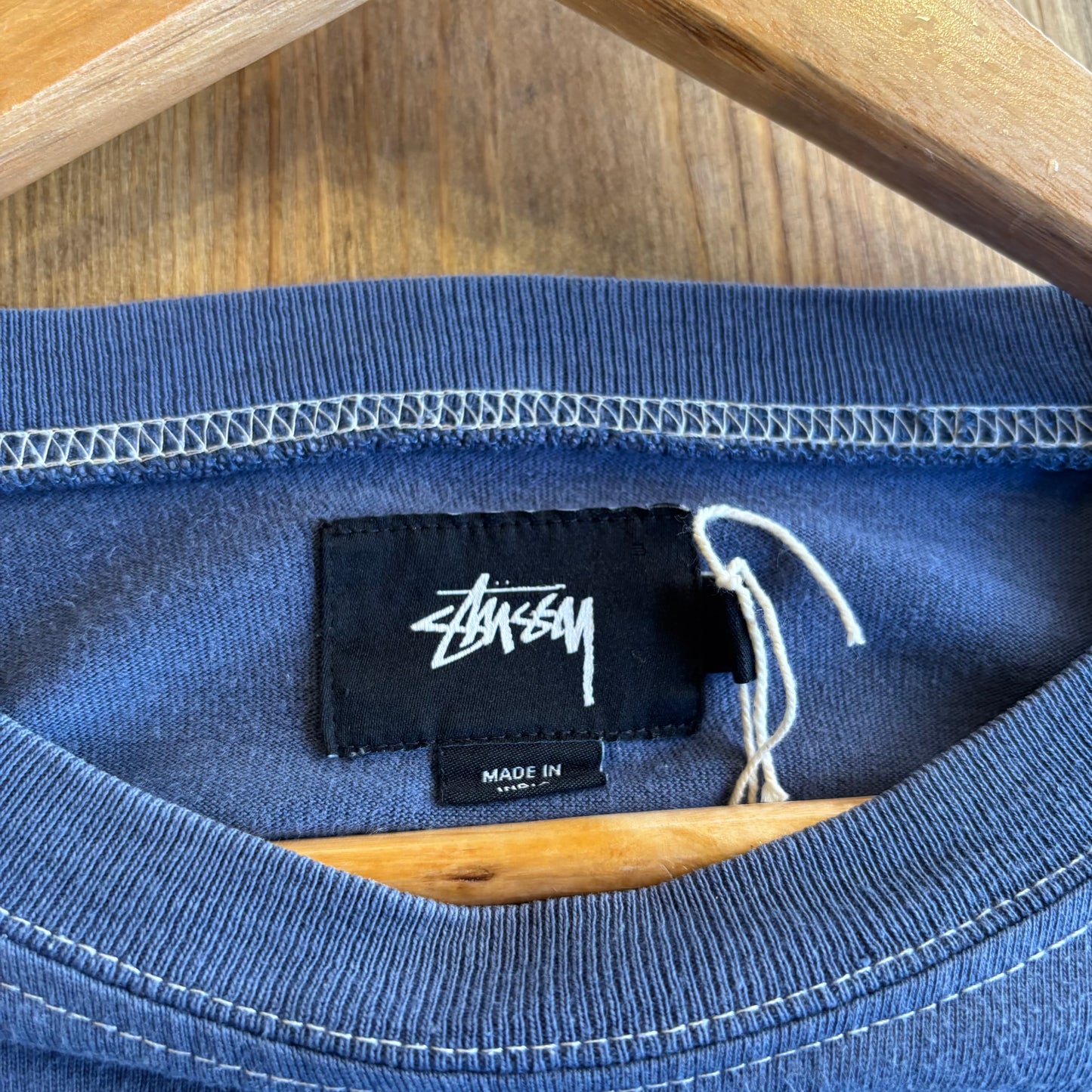 Stussy Overdyed Pocket Longsleeve T-Shirt Navy (Large)