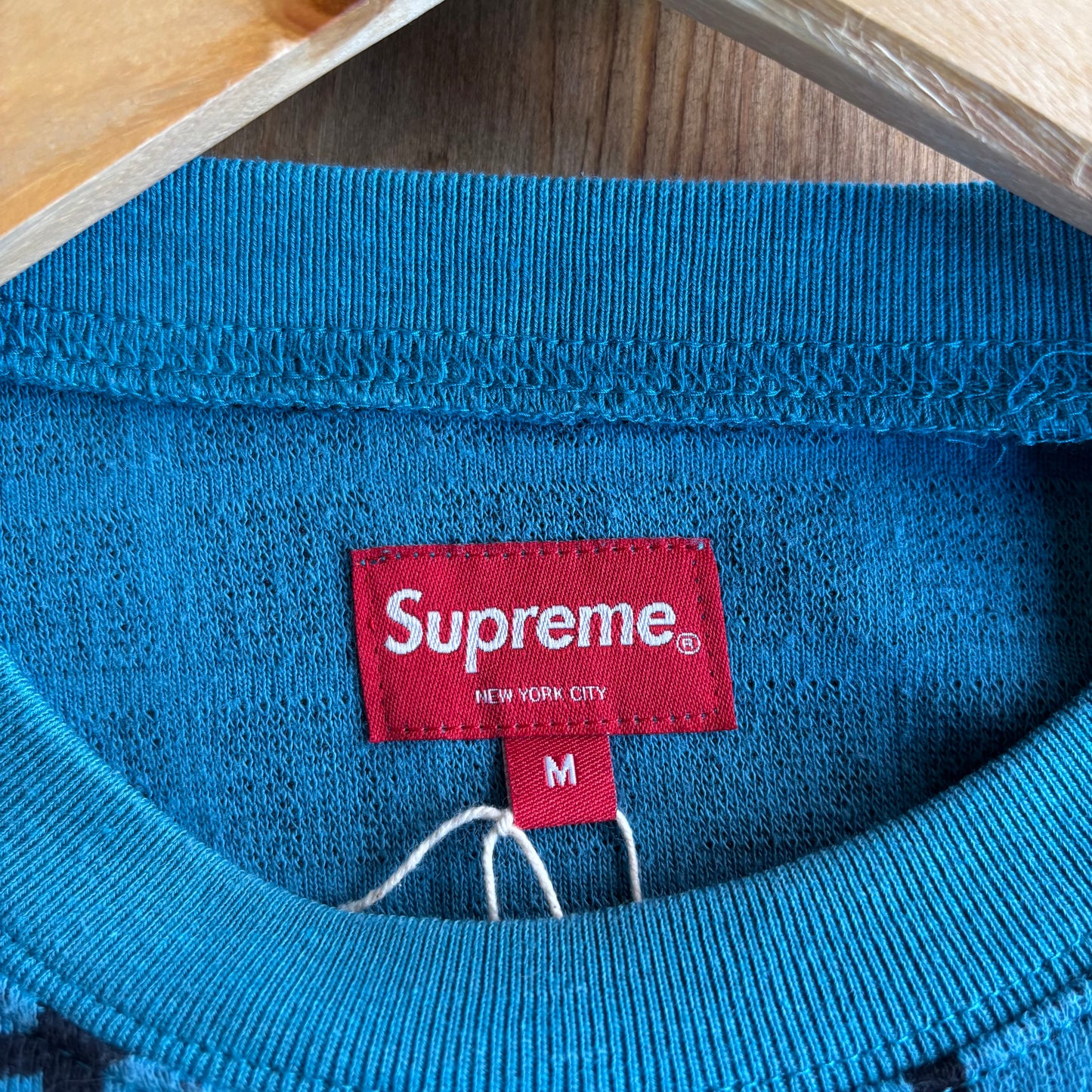 Supreme SS19 Grid Jacquard T-Shirt Blue (Medium)
