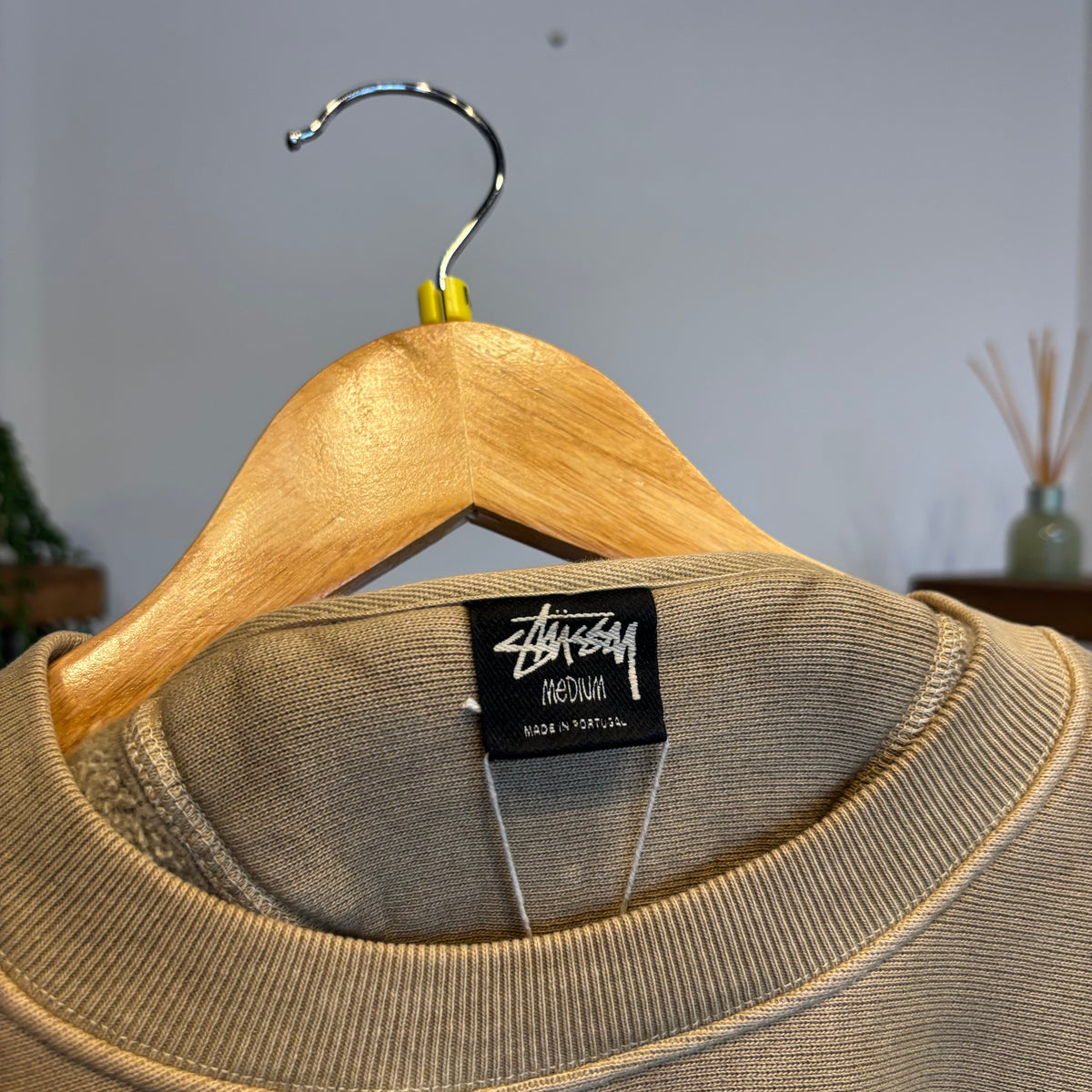 Stussy Jumbo Crew Pigment Dyed Sweatshirt Elm Beige (Medium)