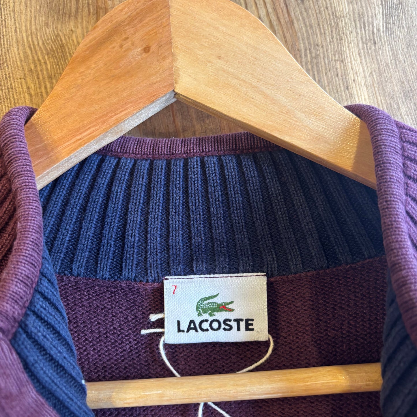 Lacoste Full Zip Knit Jumper Burgundy (XL)