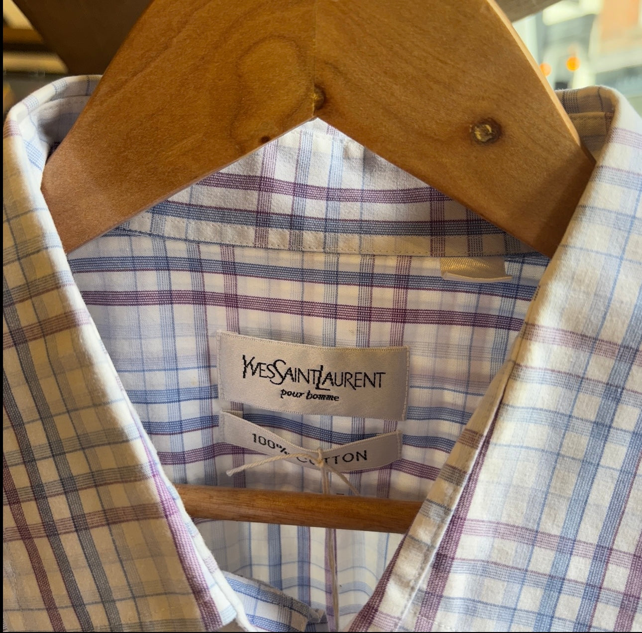 Yves Saint Laurent Plaid Shirt White (XL)