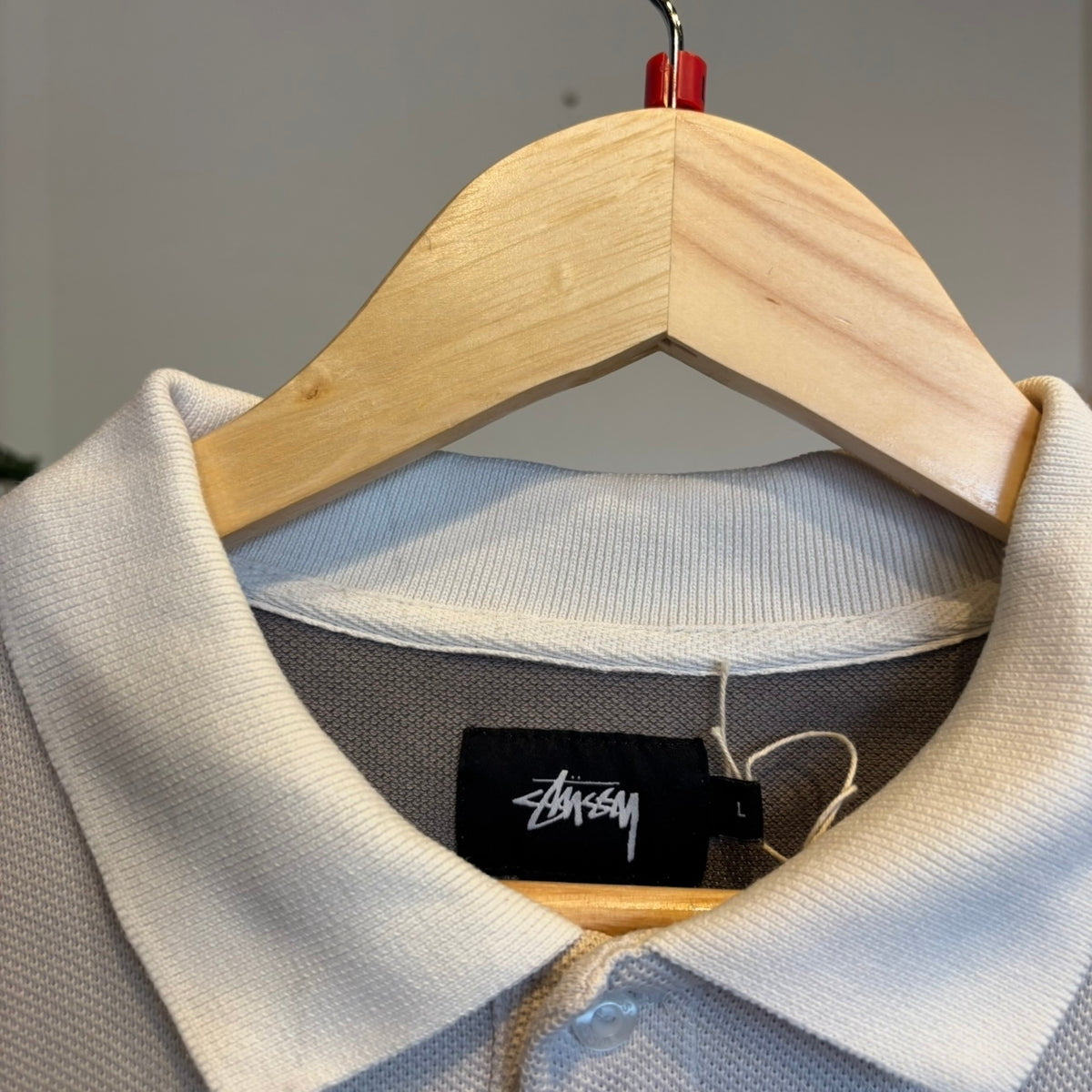 Stussy Panel Longsleeve Polo Shirt Grey/ Navvy (Large)