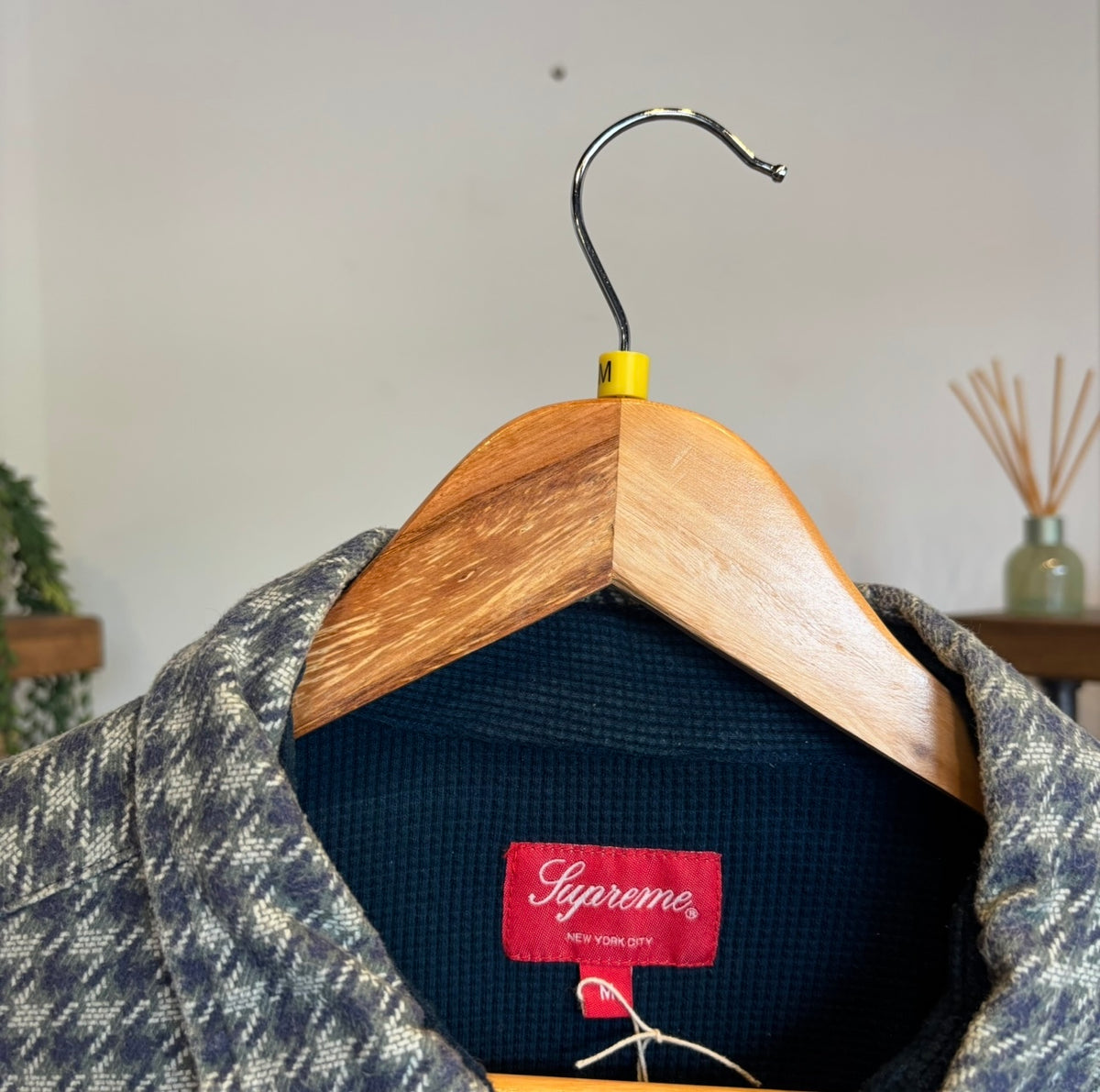 Supreme FW22 Flannel Hooded Shirt Blue (Medium)