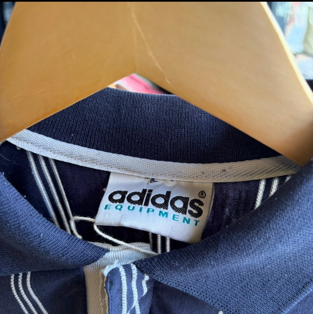 Adidas Equipment Pinstripe Polo Shirt Navy (XL)