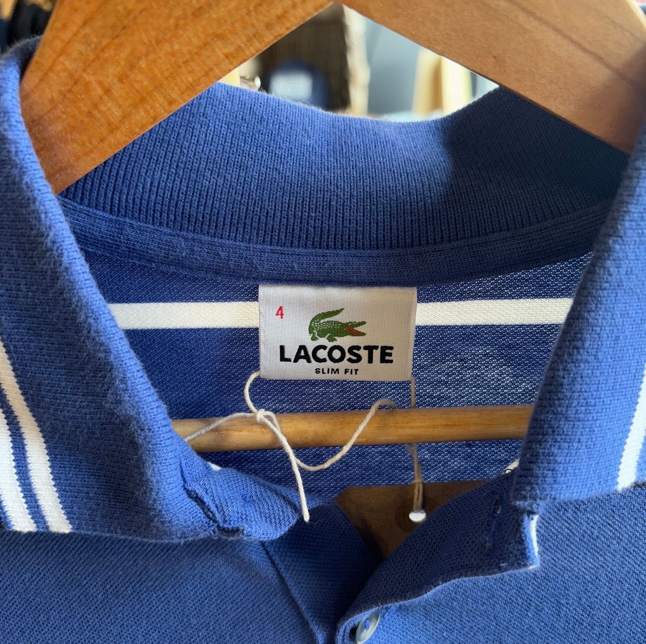 Lacoste Stripe Polo Shirt Blue (Medium)