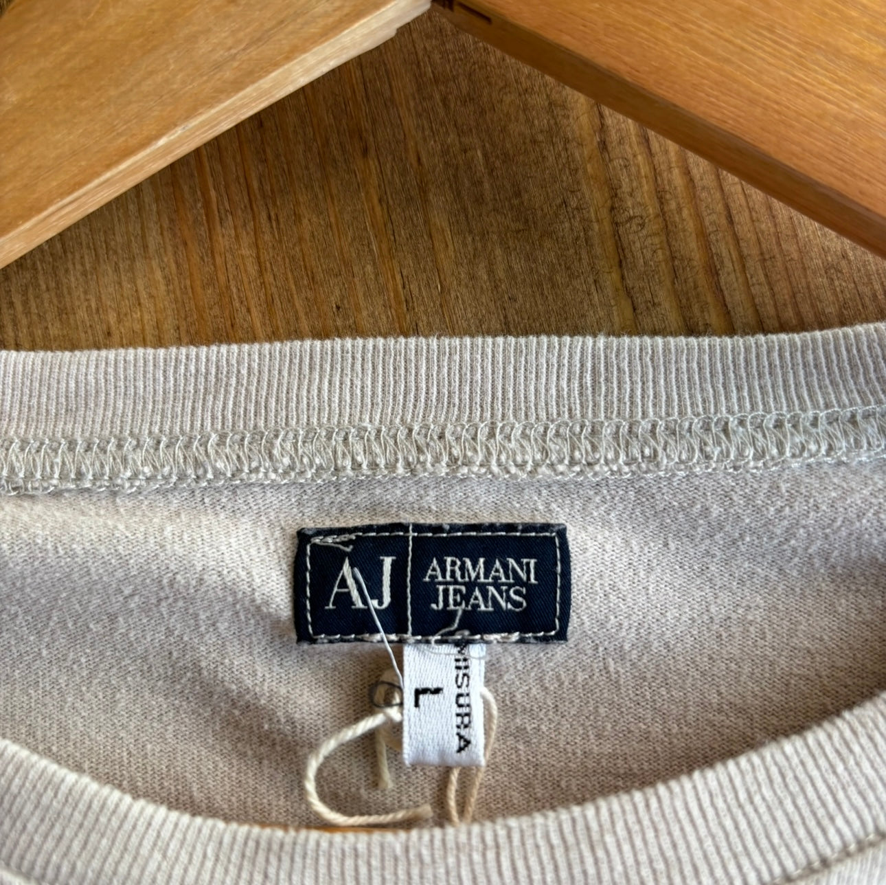 Armani Jeans Two Tone Longsleeve T-Shirt Cream/ Black (Large)