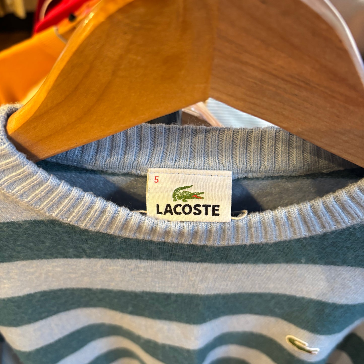 Lacoste Pullover Striped Knit Jumper Blue (Small)